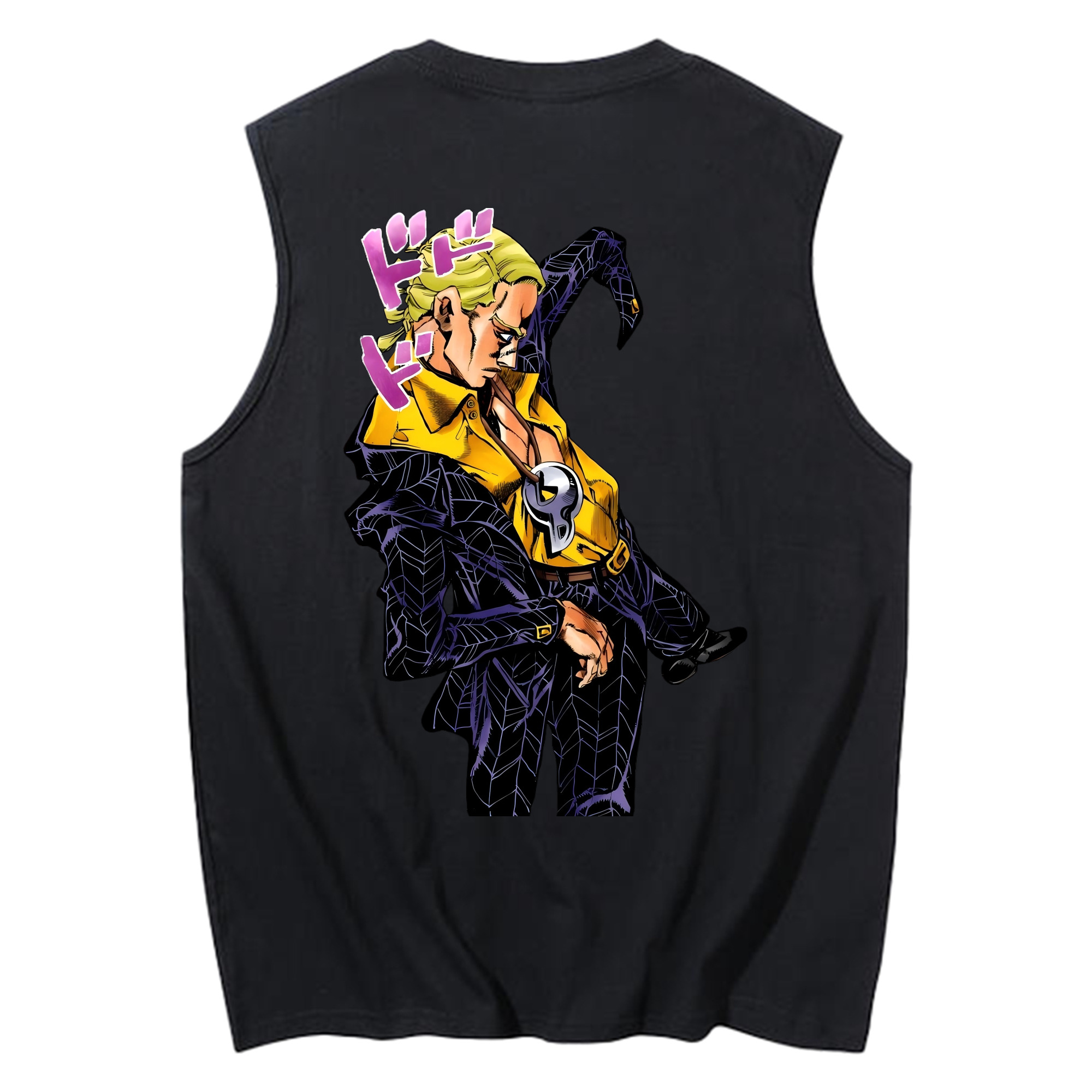 （画像用） ジョジョの奇妙な冒険 プロシュート JoJo's Bizarre Adventure Prosciutto コットン100％タンクトップ（背面プリント）