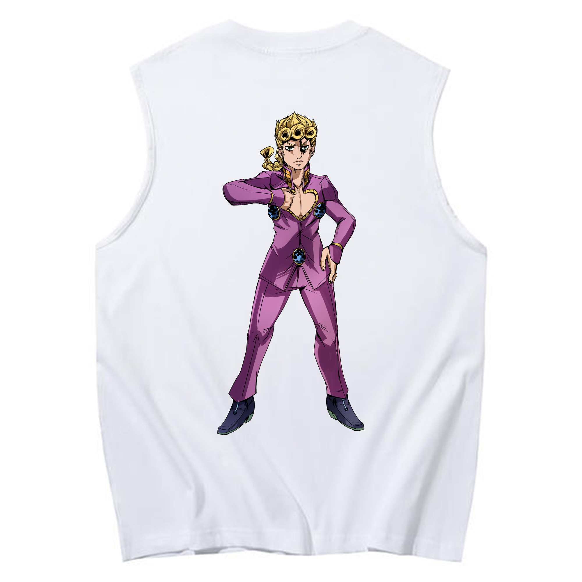 （画像用） ジョジョの奇妙な冒険 ジョルノ?ジョバァーナ JoJo's Bizarre Adventure Giorno Giovanna コットン100％タンクトップ（背面プリント）