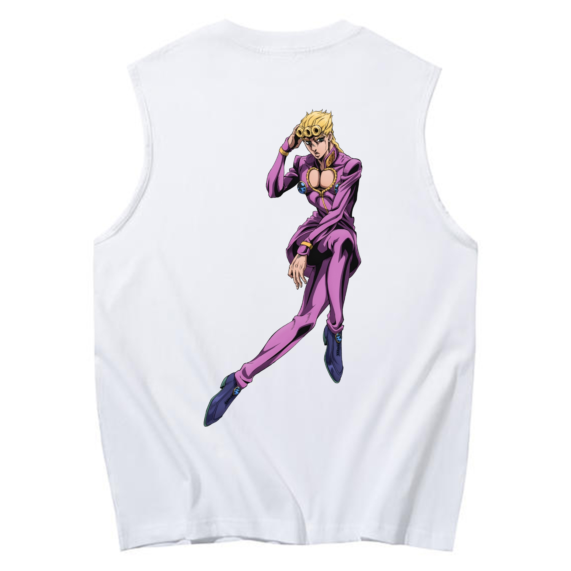 （画像用） ジョジョの奇妙な冒険 ジョルノ?ジョバァーナ JoJo's Bizarre Adventure Giorno Giovanna コットン100％タンクトップ（背面プリント）