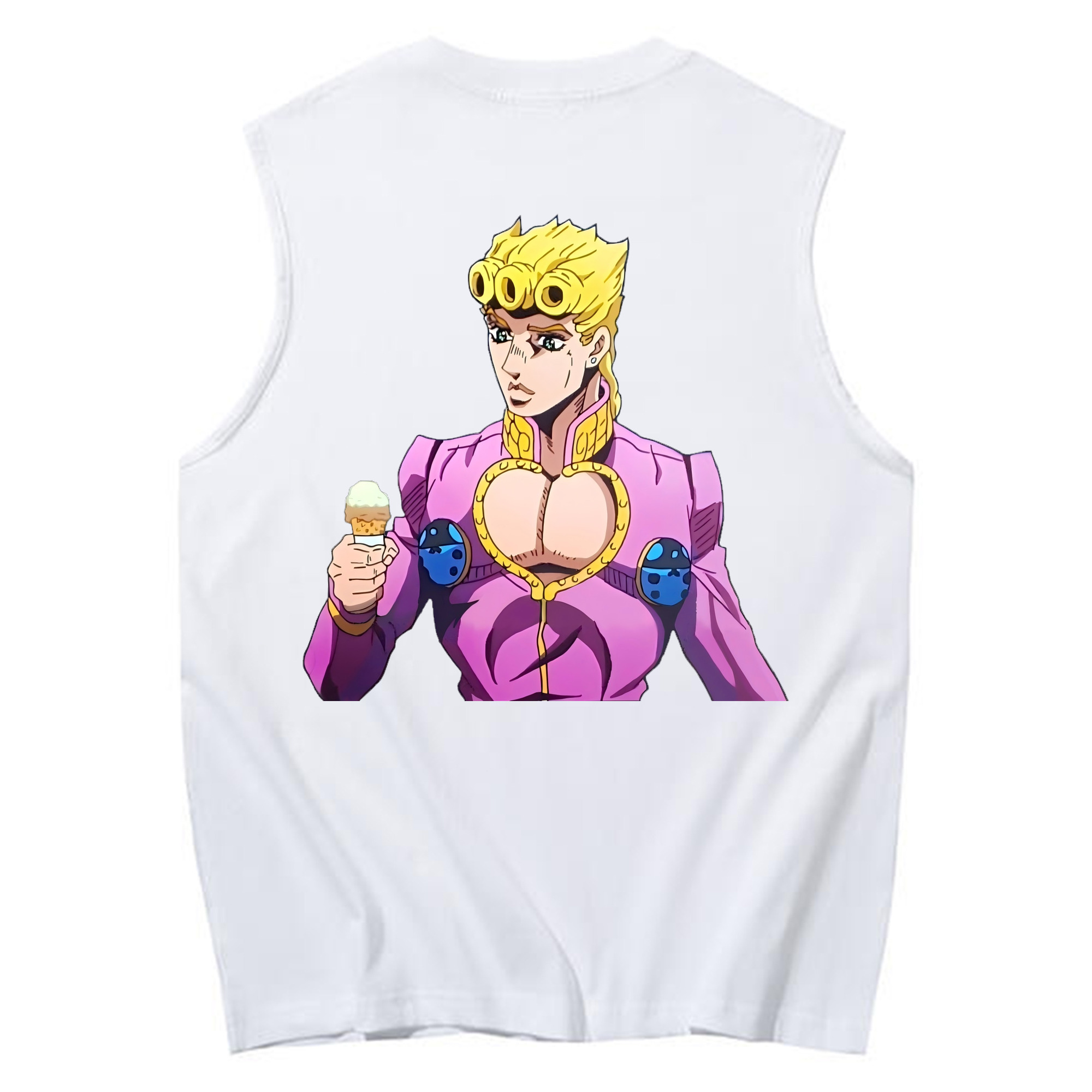 （画像用） ジョジョの奇妙な冒険 ジョルノ?ジョバァーナ JoJo's Bizarre Adventure Giorno Giovanna コットン100％タンクトップ（背面プリント）