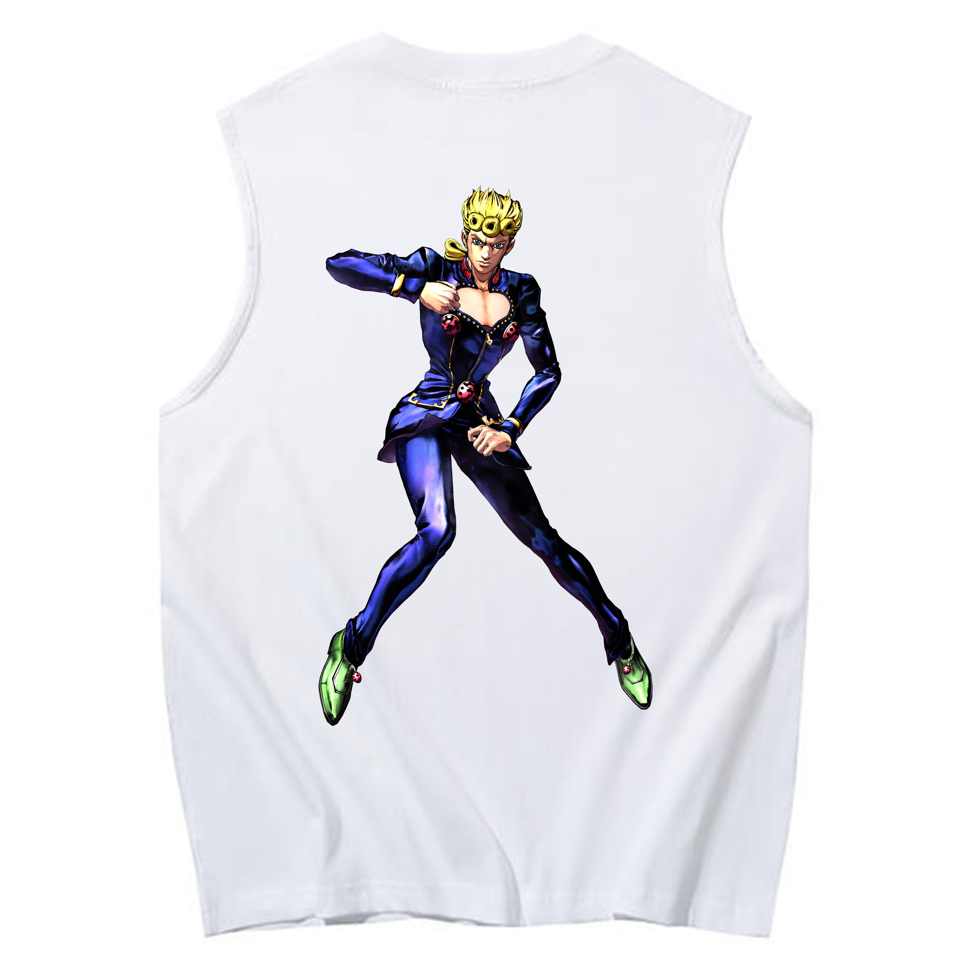（画像用） ジョジョの奇妙な冒険 ジョルノ?ジョバァーナ JoJo's Bizarre Adventure Giorno Giovanna コットン100％タンクトップ（背面プリント）