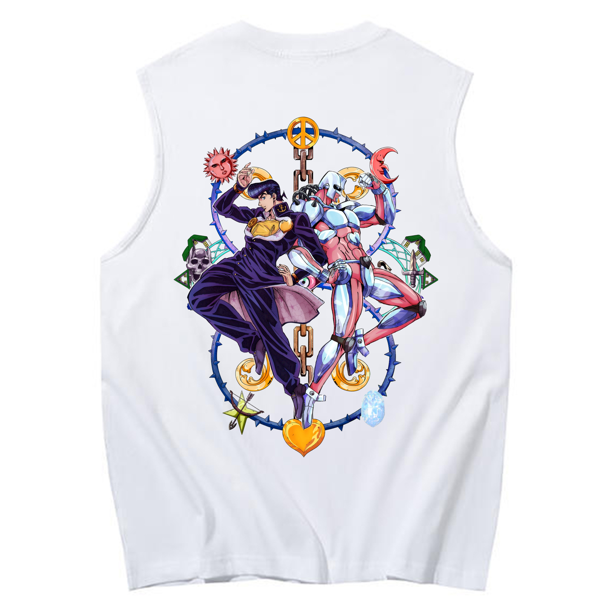 （画像用） ジョジョの奇妙な冒険 ひがしかた じょうすけ JoJo's Bizarre Adventure Higashikata Josuke コットン100％タンクトップ（背面プリント）