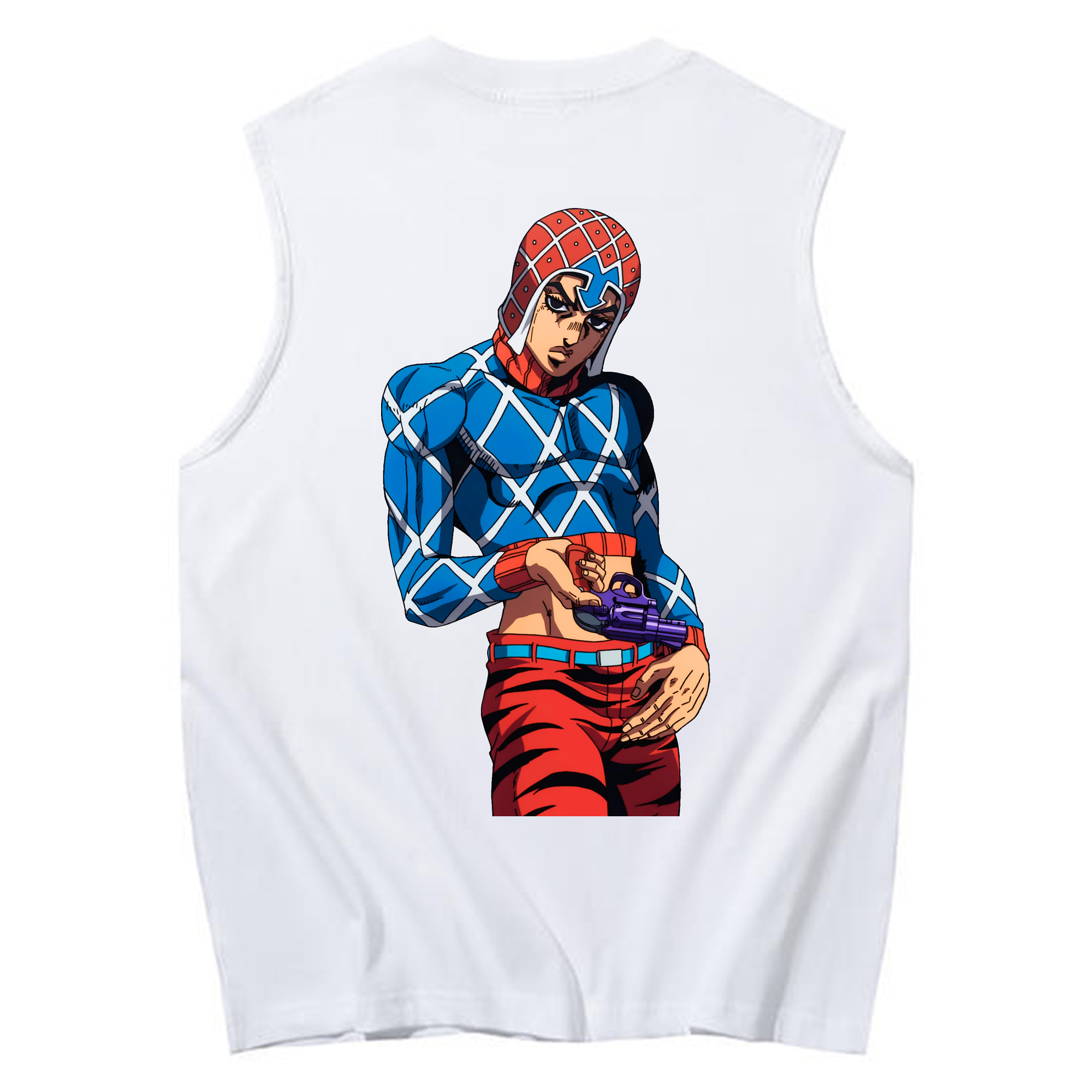 （画像用） ジョジョの奇妙な冒険 グイード?ミスタ JoJo's Bizarre Adventure Guido Mista コットン100％タンクトップ（背面プリント）