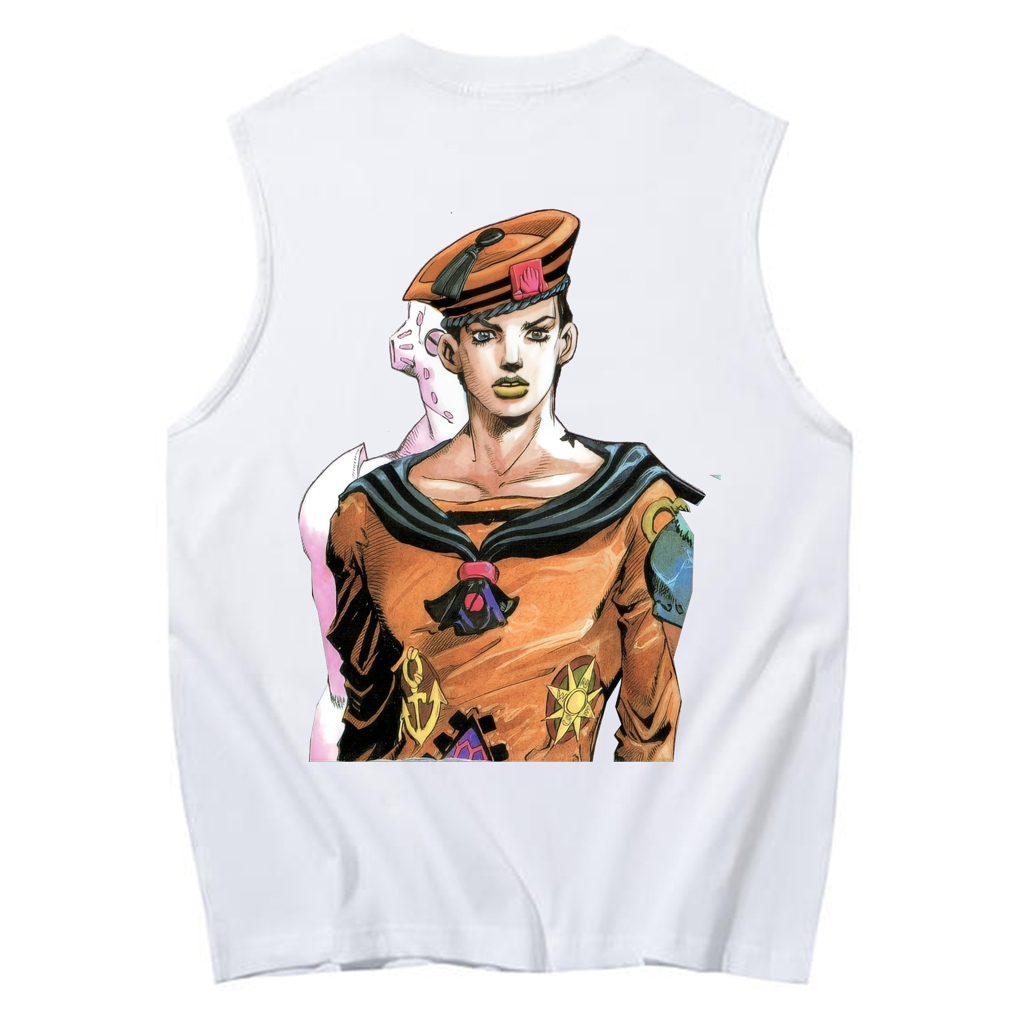 （画像用） ジョジョの奇妙な冒険 東方定助 JoJo's Bizarre Adventure Higashikata Josuke コットン100％タンクトップ（背面プリント）