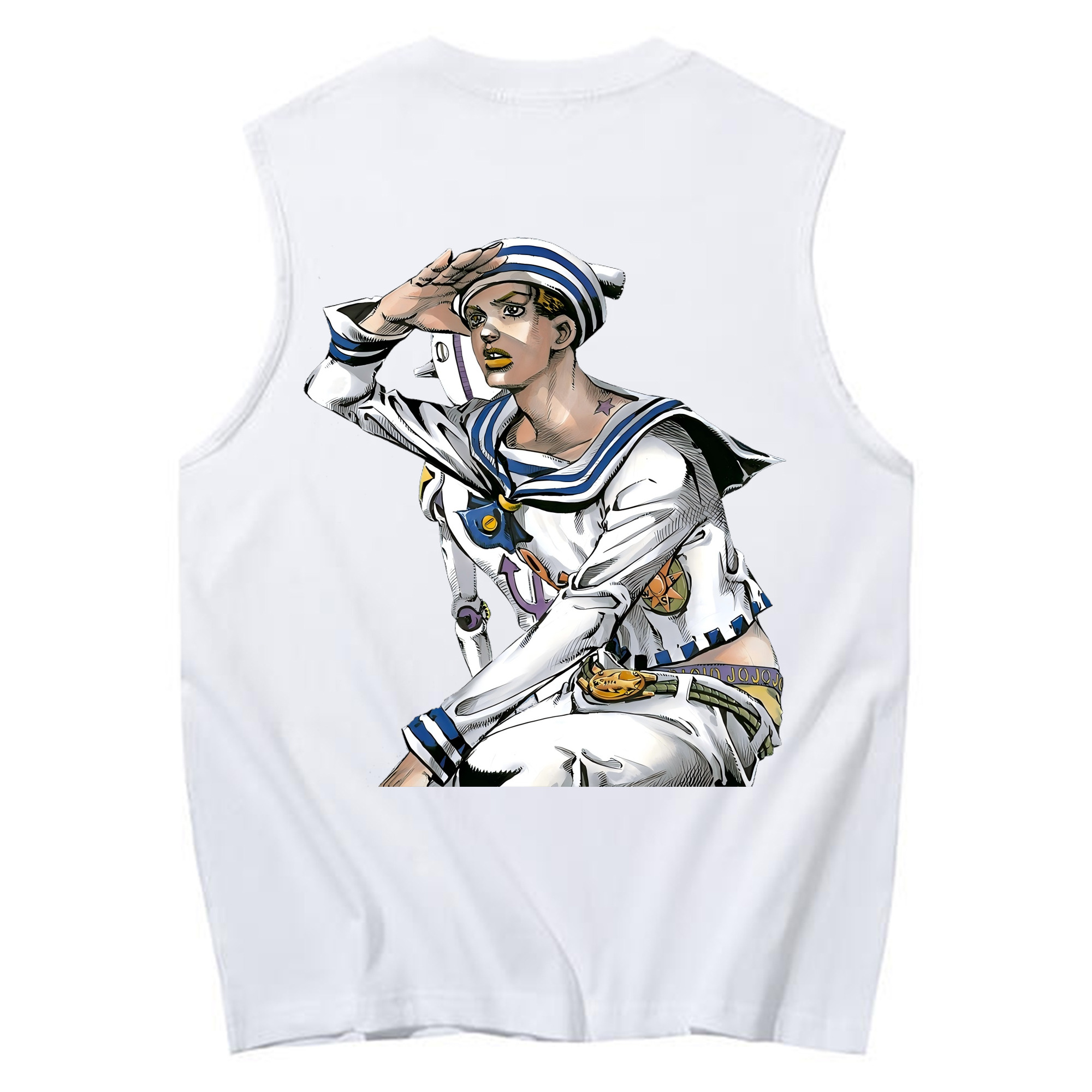 （画像用） ジョジョの奇妙な冒険 東方定助 JoJo's Bizarre Adventure Higashikata Josuke コットン100％タンクトップ（背面プリント）