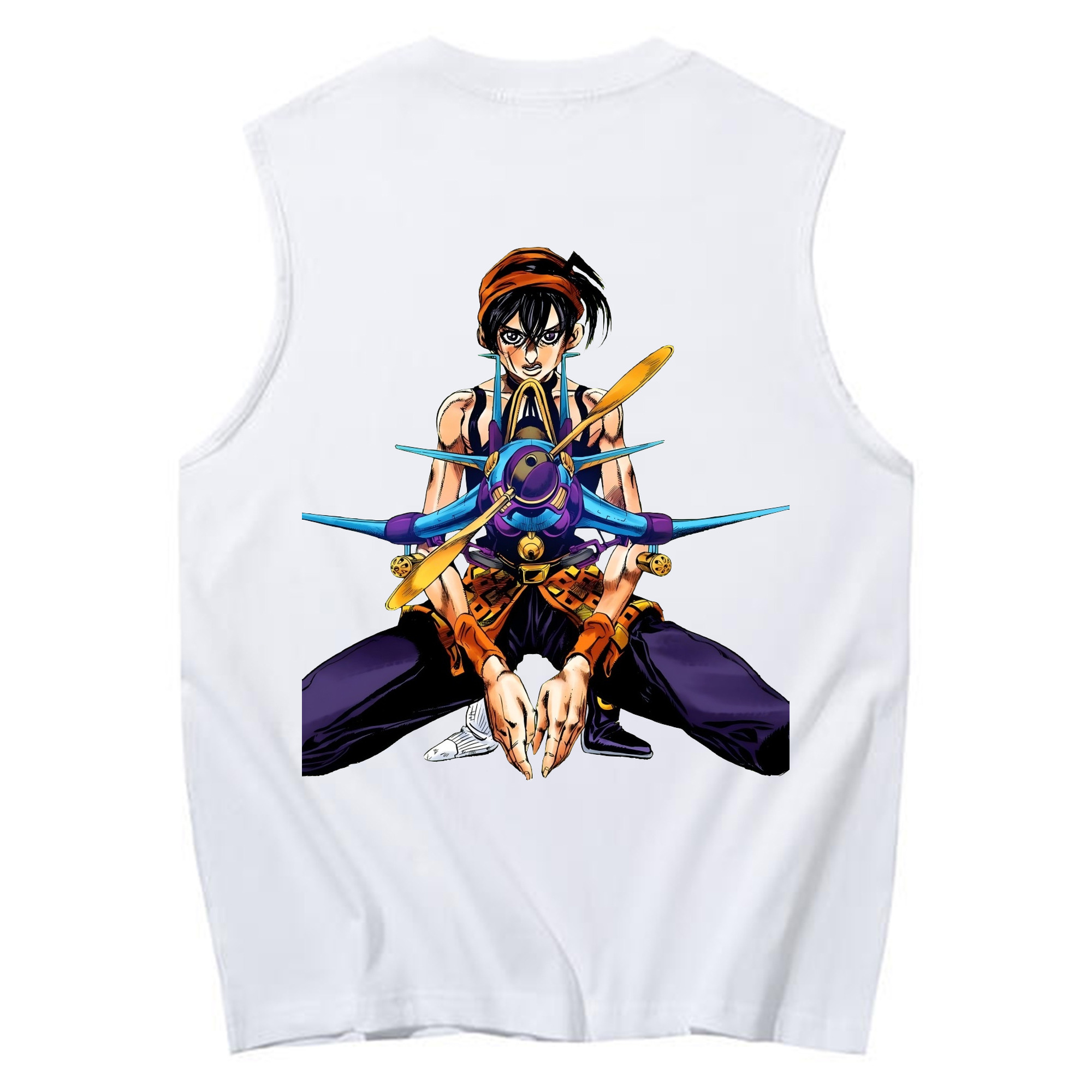 （画像用） ジョジョの奇妙な冒険 ナランチャ?ギルガ JoJo's Bizarre Adventure Narancia Ghirga コットン100％タンクトップ（背面プリント）