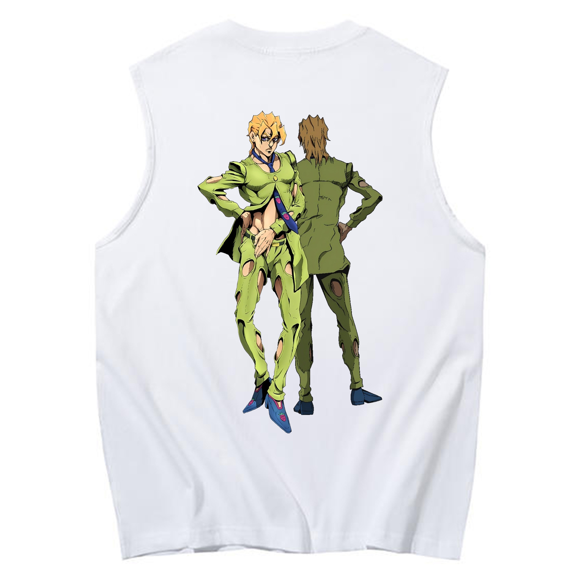（画像用） ジョジョの奇妙な冒険 パンナコッタ?フー JoJo's Bizarre Adventure Pannacotta Fugo コットン100％タンクトップ（背面プリント）