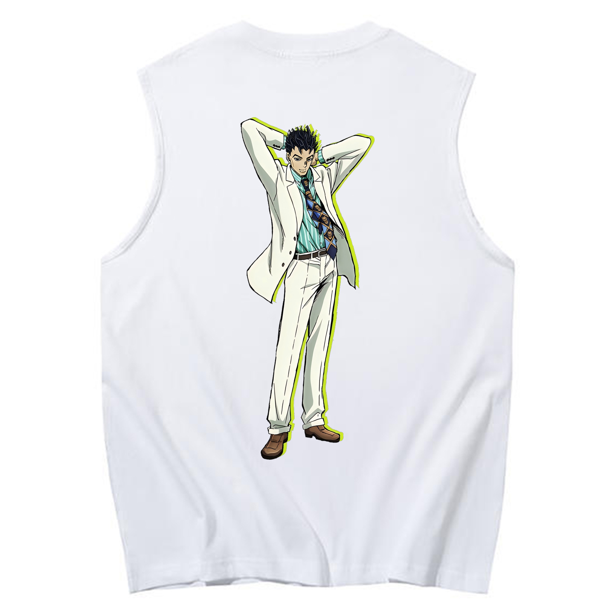 （画像用） ジョジョの奇妙な冒険 きら よしかげ JoJo's Bizarre Adventure Kira Yoshikage コットン100％タンクトップ（背面プリント）