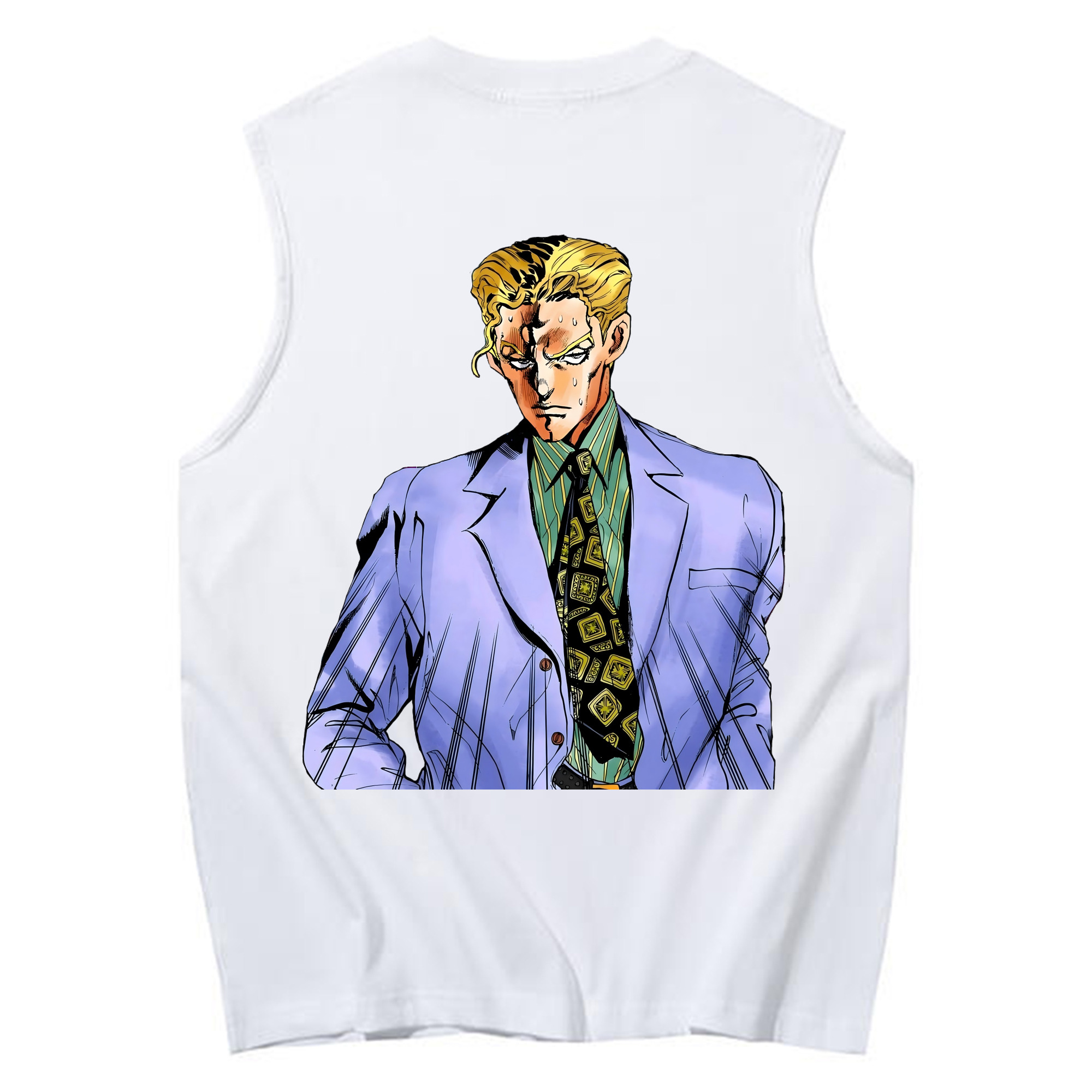（画像用） ジョジョの奇妙な冒険 きら よしかげ JoJo's Bizarre Adventure Kira Yoshikage コットン100％タンクトップ（背面プリント）