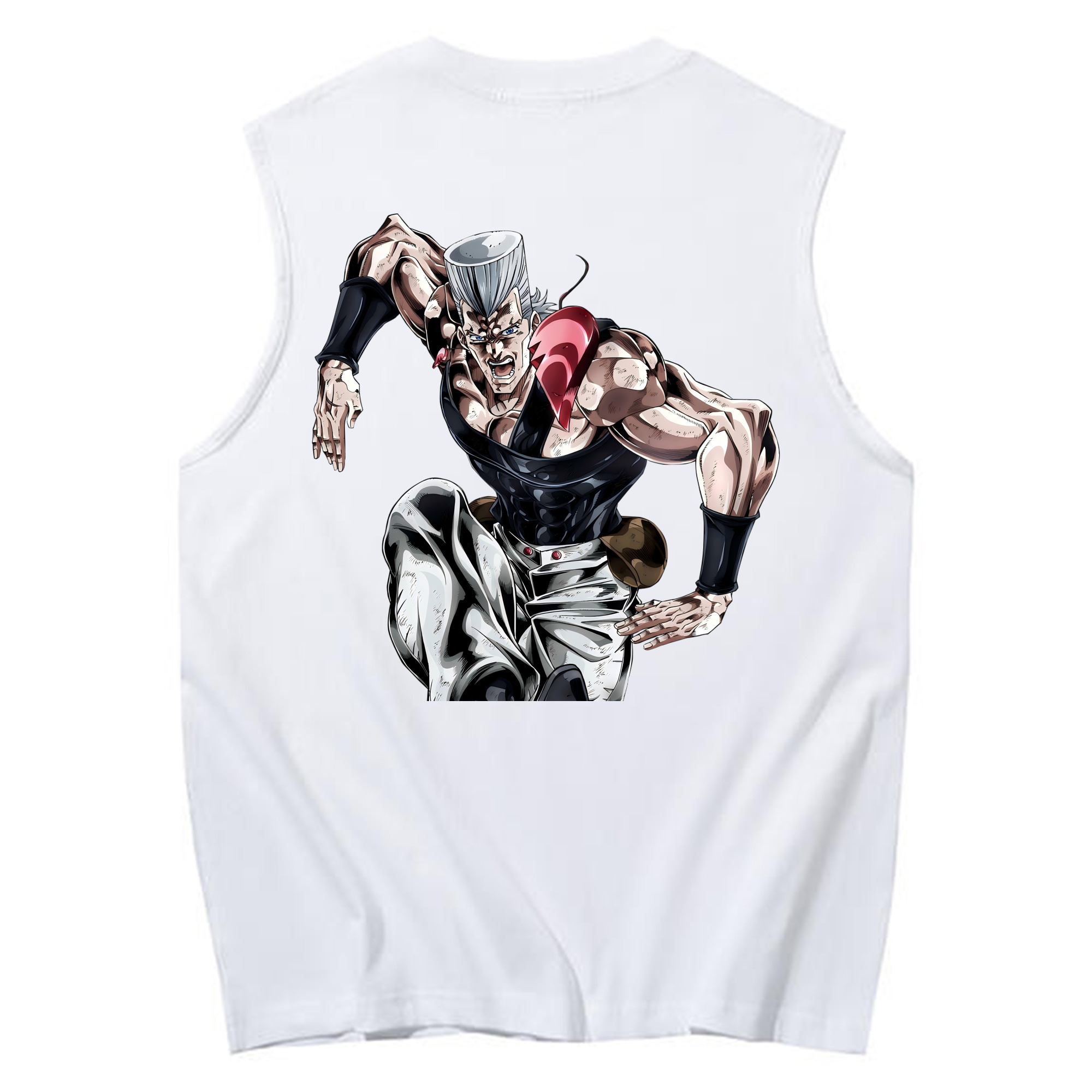 （画像用） ジョジョの奇妙な冒険 ジャン＝ピエール?ポルナレフ JoJo's Bizarre Adventure Jan Pierre Polnareff コットン100％タンクトップ（背面プリント）