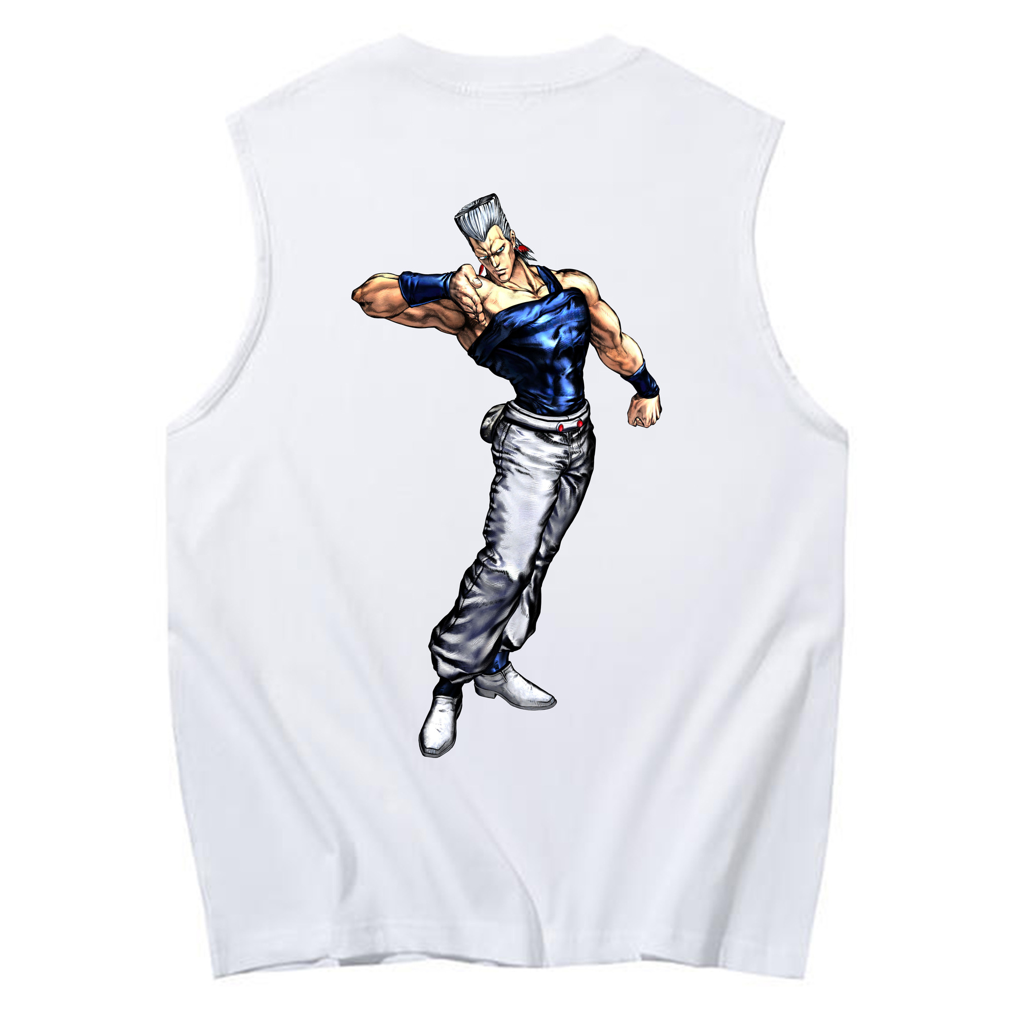 （画像用） ジョジョの奇妙な冒険 ジャン＝ピエール?ポルナレフ JoJo's Bizarre Adventure Jan Pierre Polnareff コットン100％タンクトップ（背面プリント）