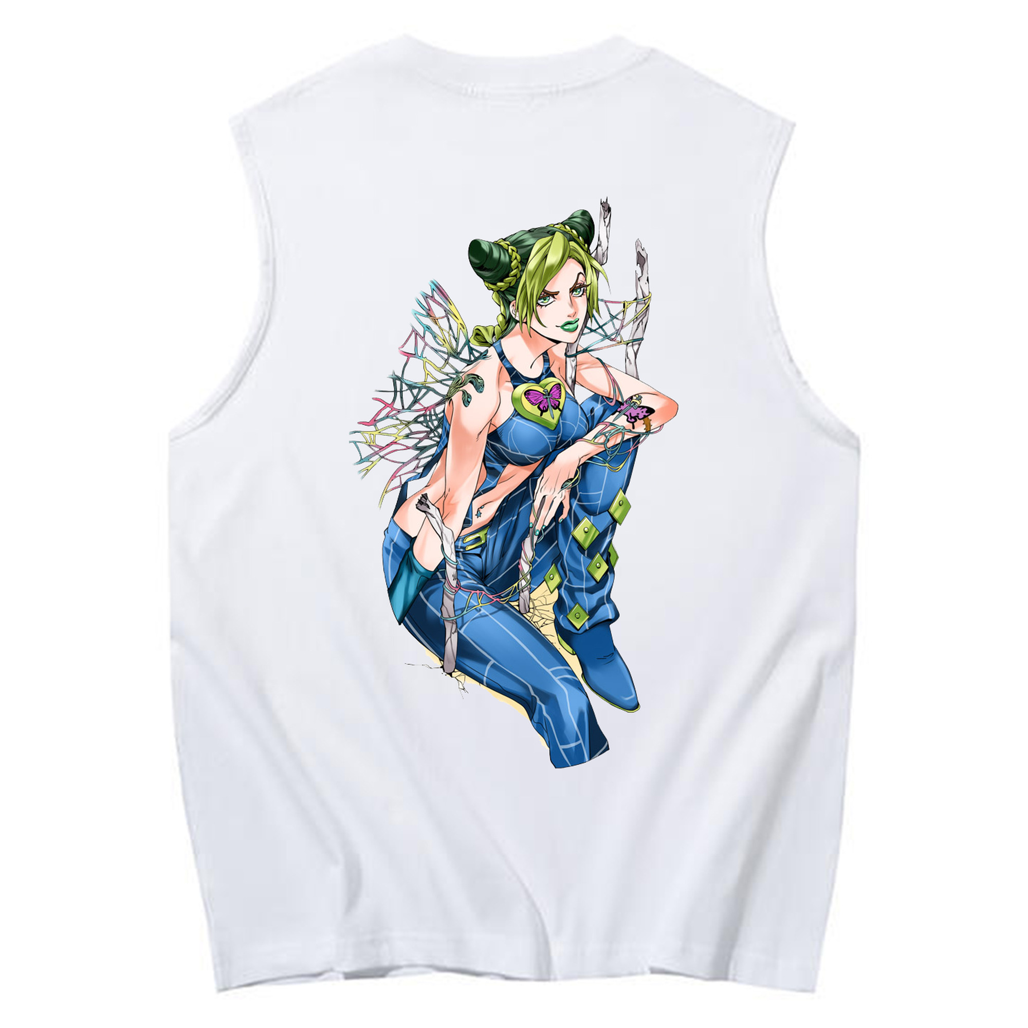 （画像用） "ジョジョの奇妙な冒険 くうじょう ジョリーン JoJo's Bizarre Adventure Jolyne Cujoh " コットン100％タンクトップ（背面プリント）