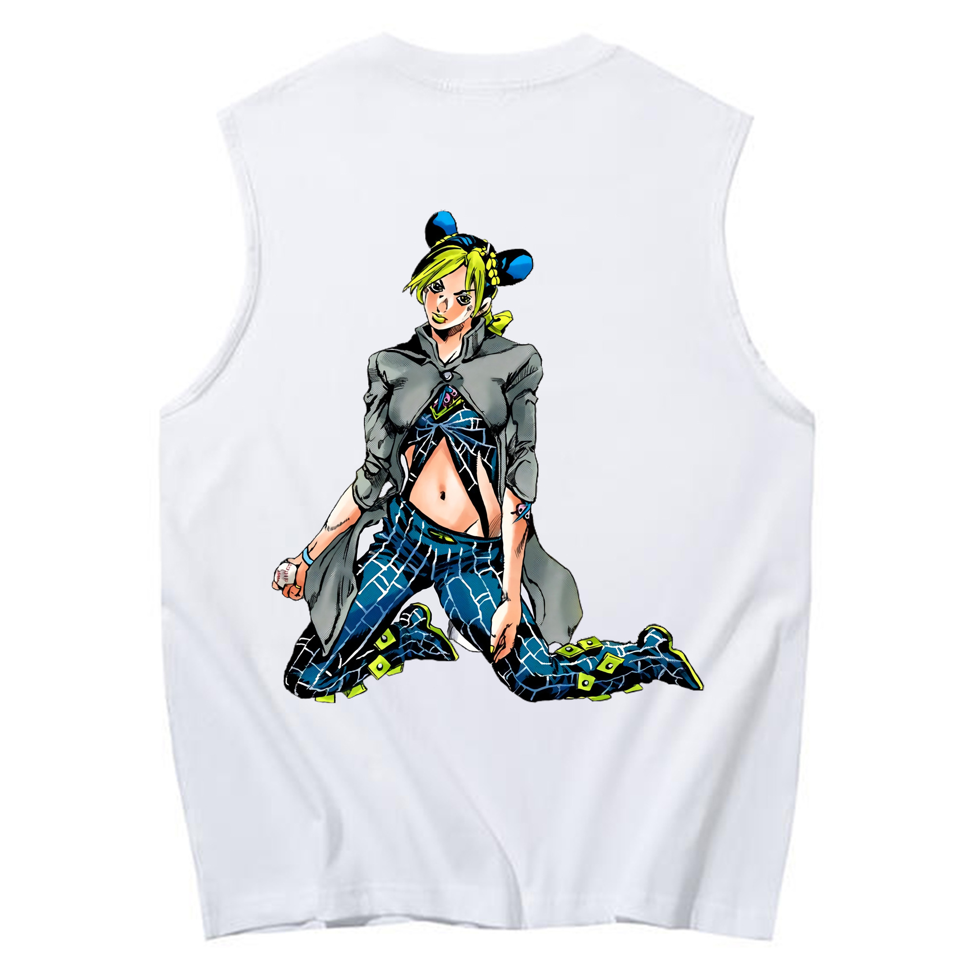 （画像用） "ジョジョの奇妙な冒険 くうじょう ジョリーン JoJo's Bizarre Adventure Jolyne Cujoh " コットン100％タンクトップ（背面プリント）