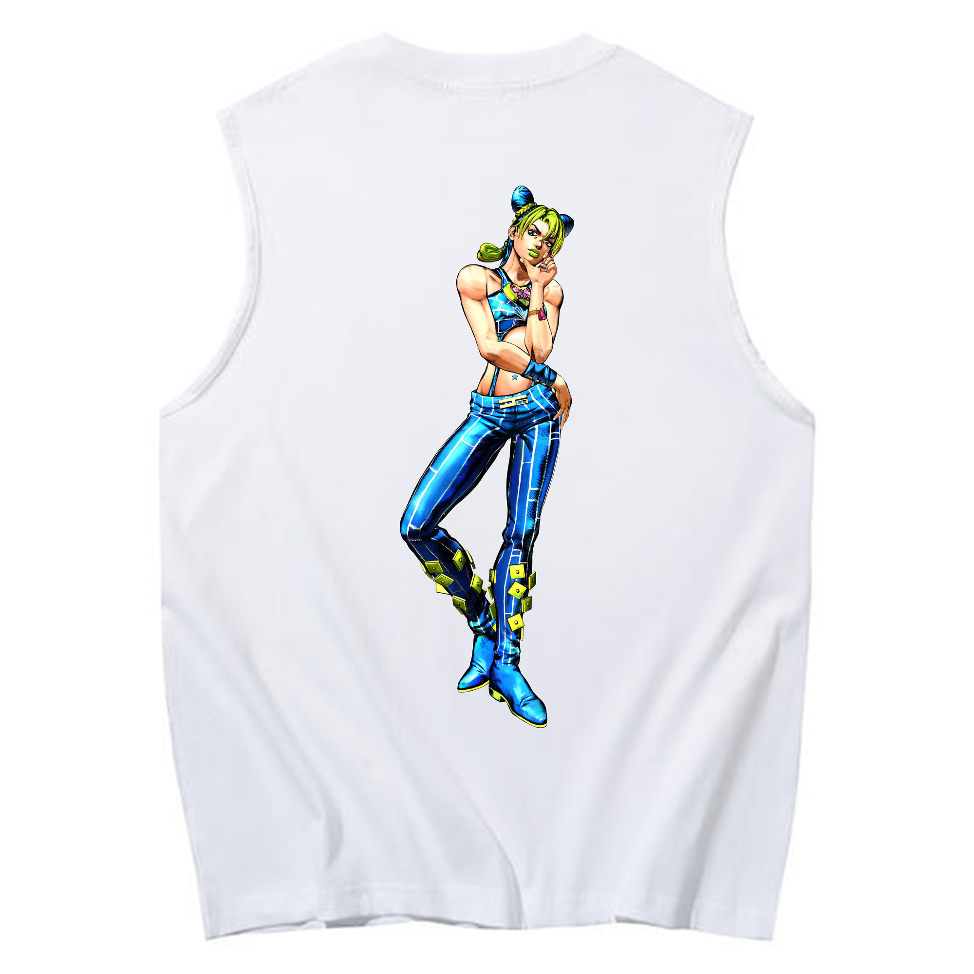 （画像用） "ジョジョの奇妙な冒険 くうじょう ジョリーン JoJo's Bizarre Adventure Jolyne Cujoh " コットン100％タンクトップ（背面プリント）