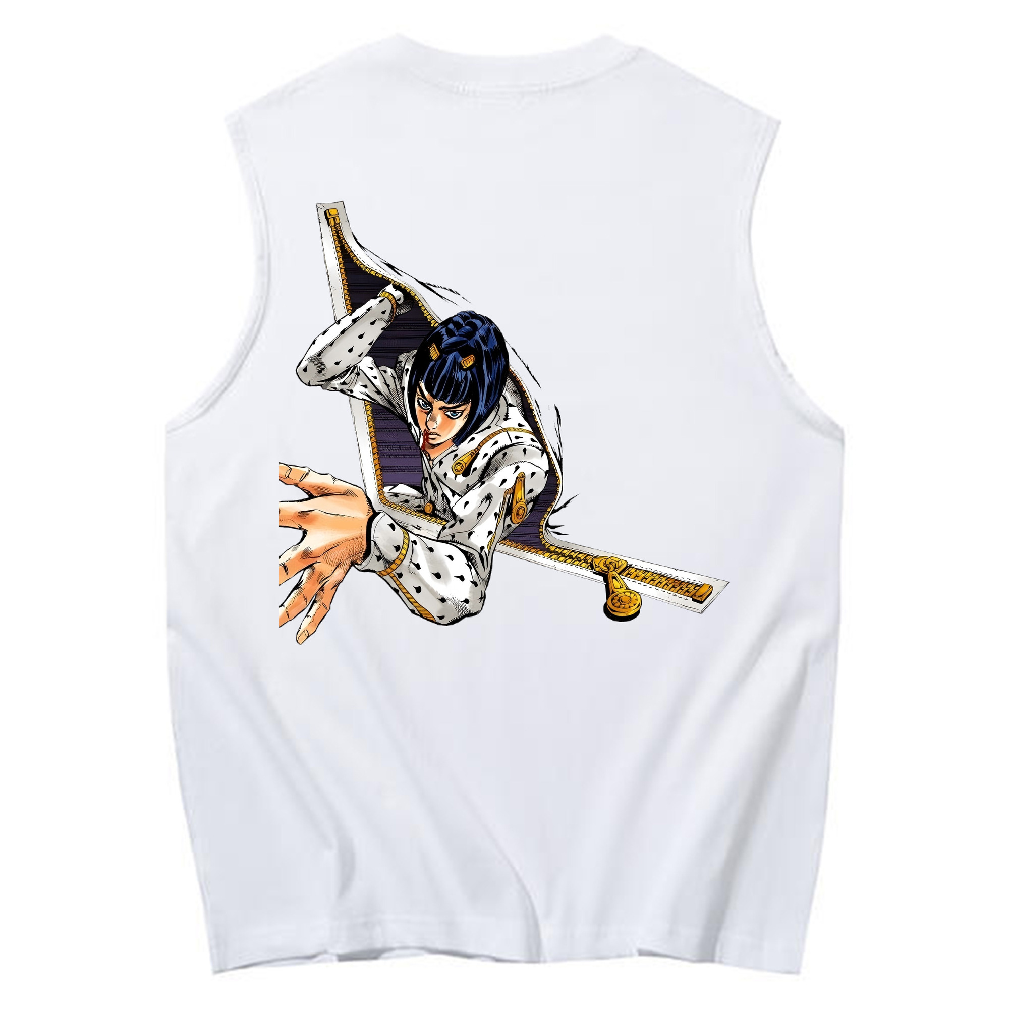 （画像用） ジョジョの奇妙な冒険 ブローノ?ブチャラティ JoJo's Bizarre Adventure Bruno Bucciarati コットン100％タンクトップ（背面プリント）