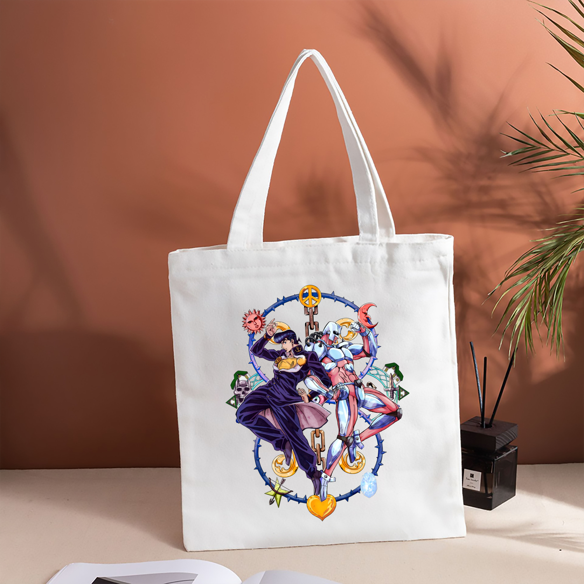 ジョジョの奇妙な冒険 ひがしかた じょうすけ JoJo's Bizarre Adventure Higashikata Josuke 縦型キャンバス生地手提げバッグ　トートバッグ