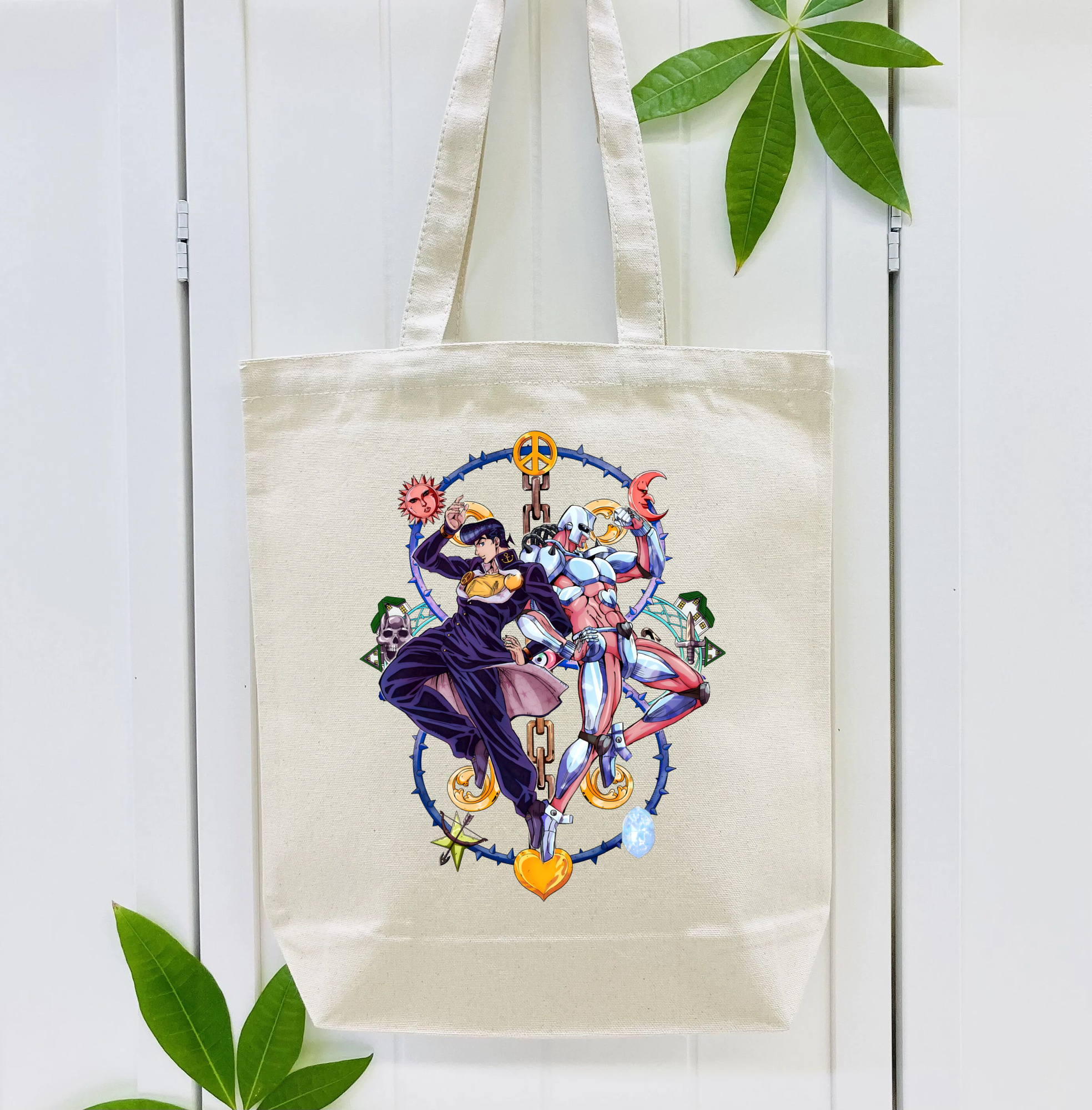 ジョジョの奇妙な冒険 ひがしかた じょうすけ JoJo's Bizarre Adventure Higashikata Josuke 縦型キャンバス生地手提げバッグ　トートバッグ