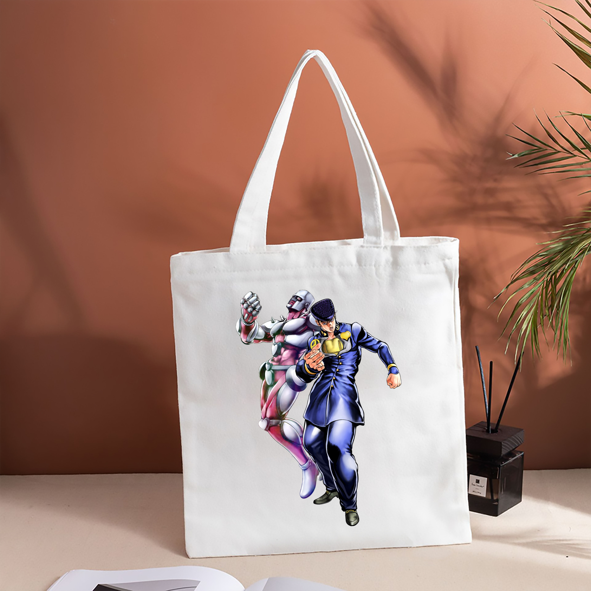 ジョジョの奇妙な冒険 ひがしかた じょうすけ JoJo's Bizarre Adventure Higashikata Josuke 縦型キャンバス生地手提げバッグ　トートバッグ