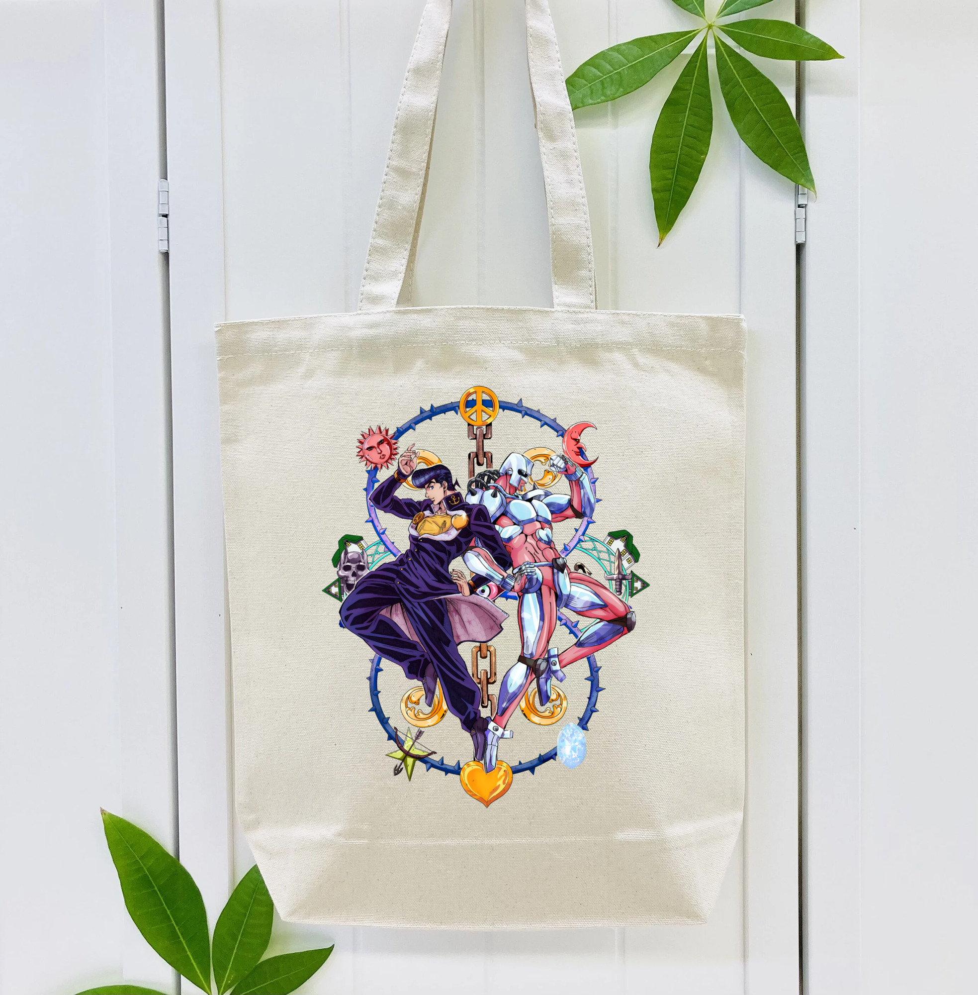 ジョジョの奇妙な冒険 ひがしかた じょうすけ JoJo's Bizarre Adventure Higashikata Josuke 縦型キャンバス生地手提げバッグ　トートバッグ