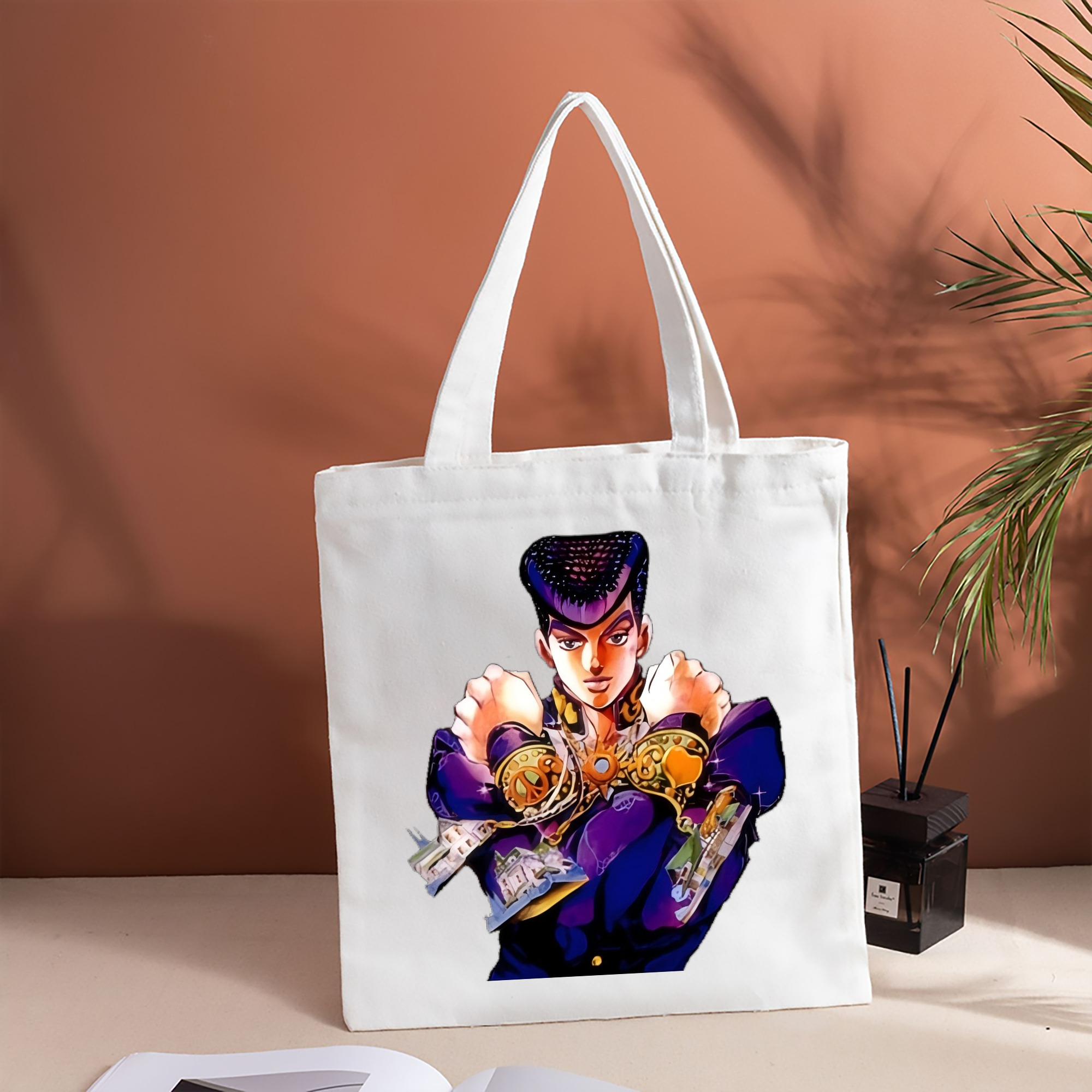 ジョジョの奇妙な冒険 ひがしかた じょうすけ JoJo's Bizarre Adventure Higashikata Josuke 縦型キャンバス生地手提げバッグ　トートバッグ