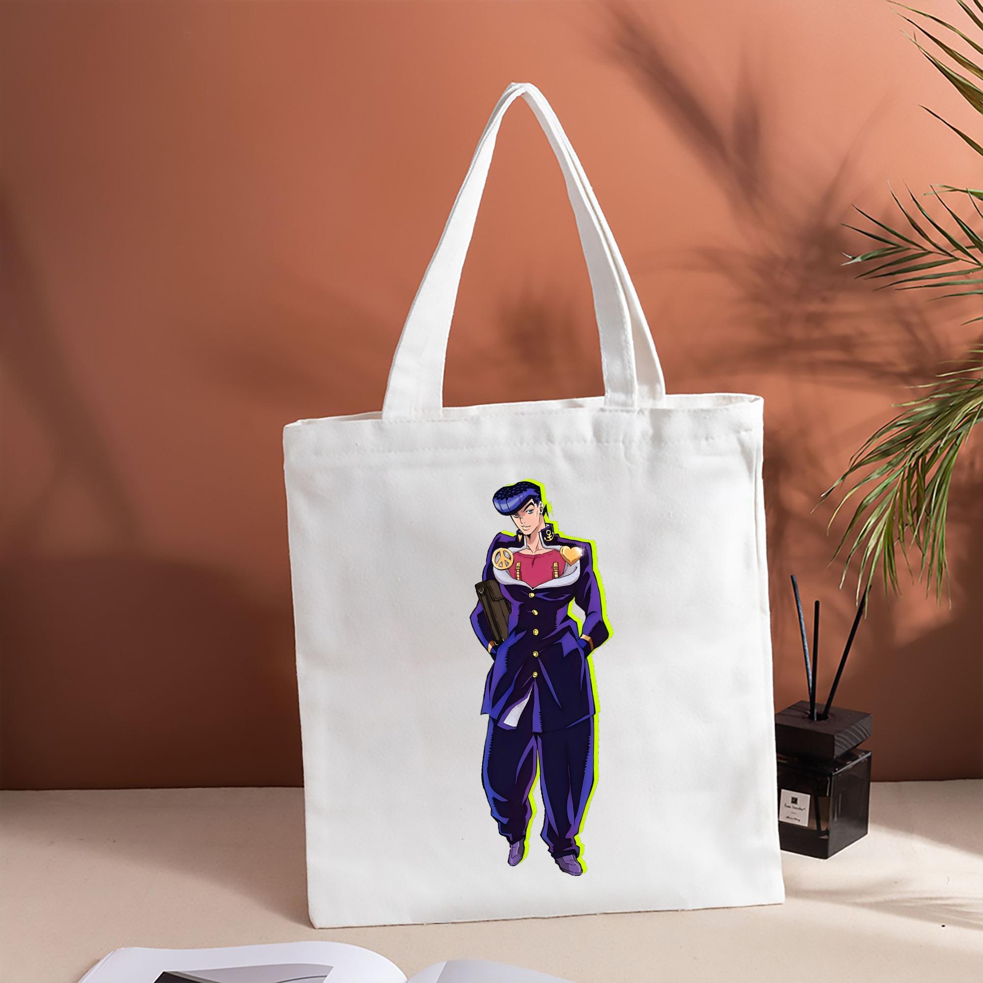 ジョジョの奇妙な冒険 ひがしかた じょうすけ JoJo's Bizarre Adventure Higashikata Josuke 縦型キャンバス生地手提げバッグ　トートバッグ