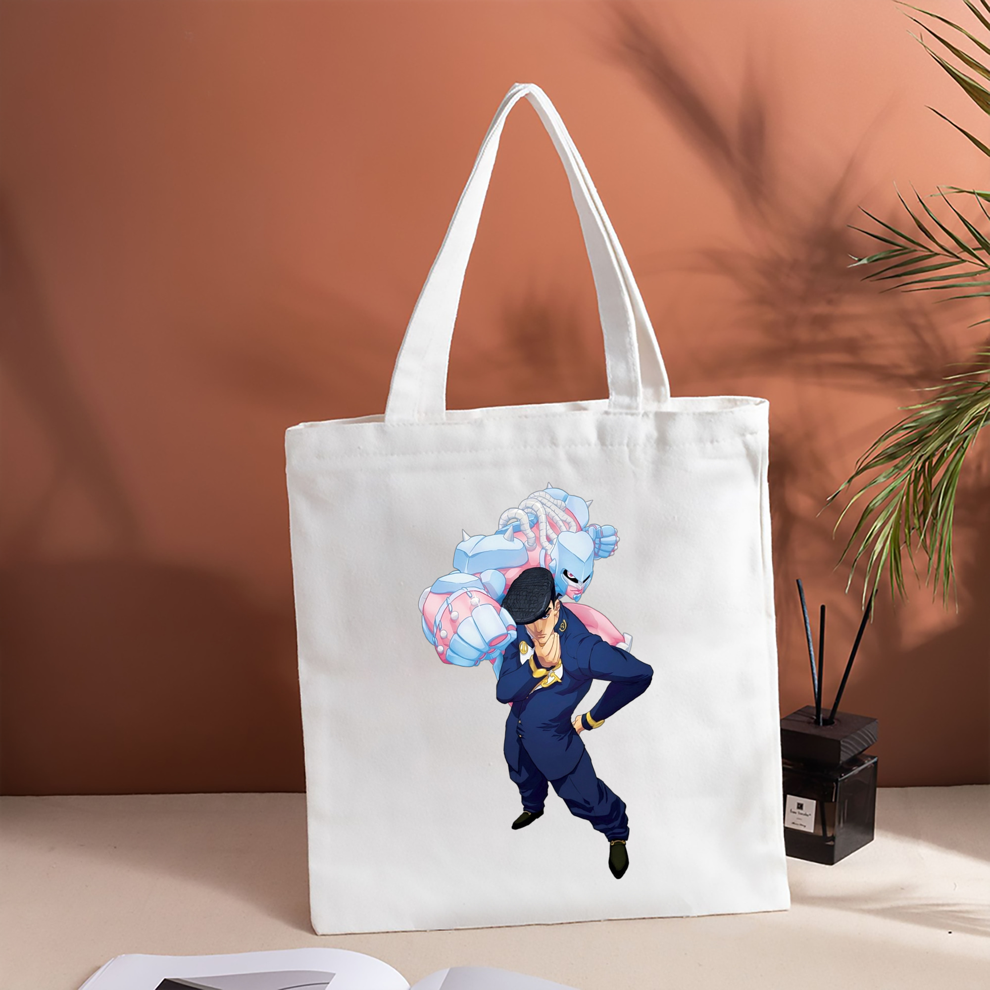 ジョジョの奇妙な冒険 ひがしかた じょうすけ JoJo's Bizarre Adventure Higashikata Josuke 縦型キャンバス生地手提げバッグ　トートバッグ