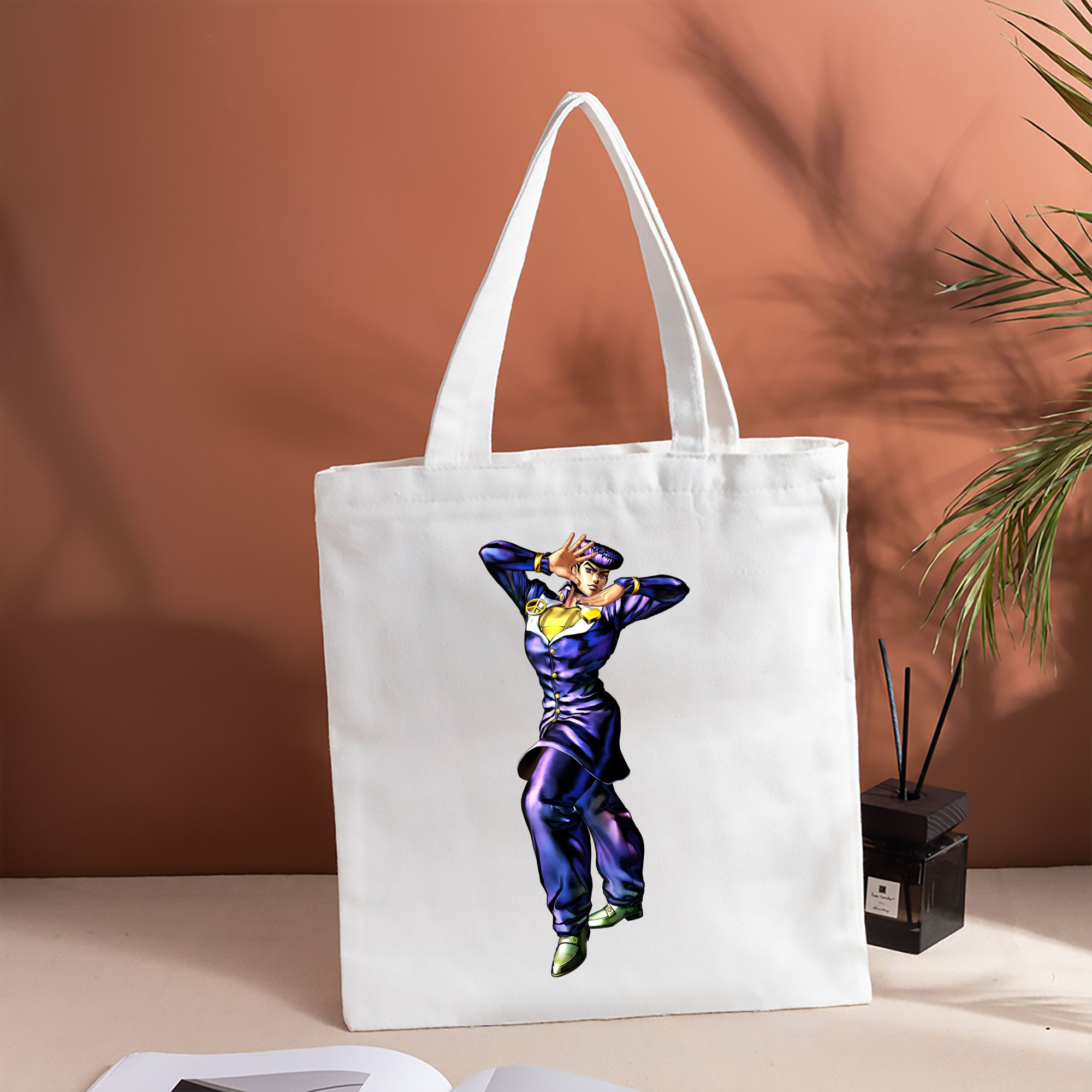 ジョジョの奇妙な冒険 ひがしかた じょうすけ JoJo's Bizarre Adventure Higashikata Josuke 縦型キャンバス生地手提げバッグ　トートバッグ
