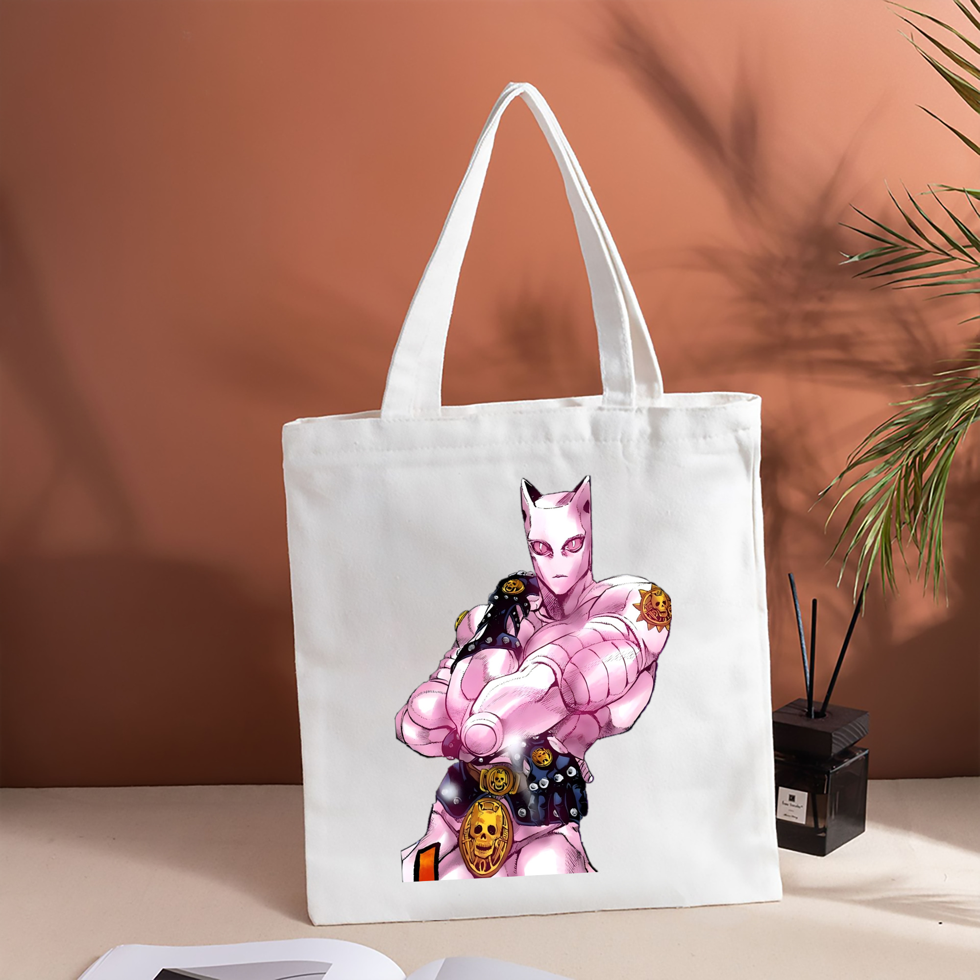 ジョジョの奇妙な冒険 きら よしかげ JoJo's Bizarre Adventure Kira Yoshikage 縦型キャンバス生地手提げバッグ　トートバッグ