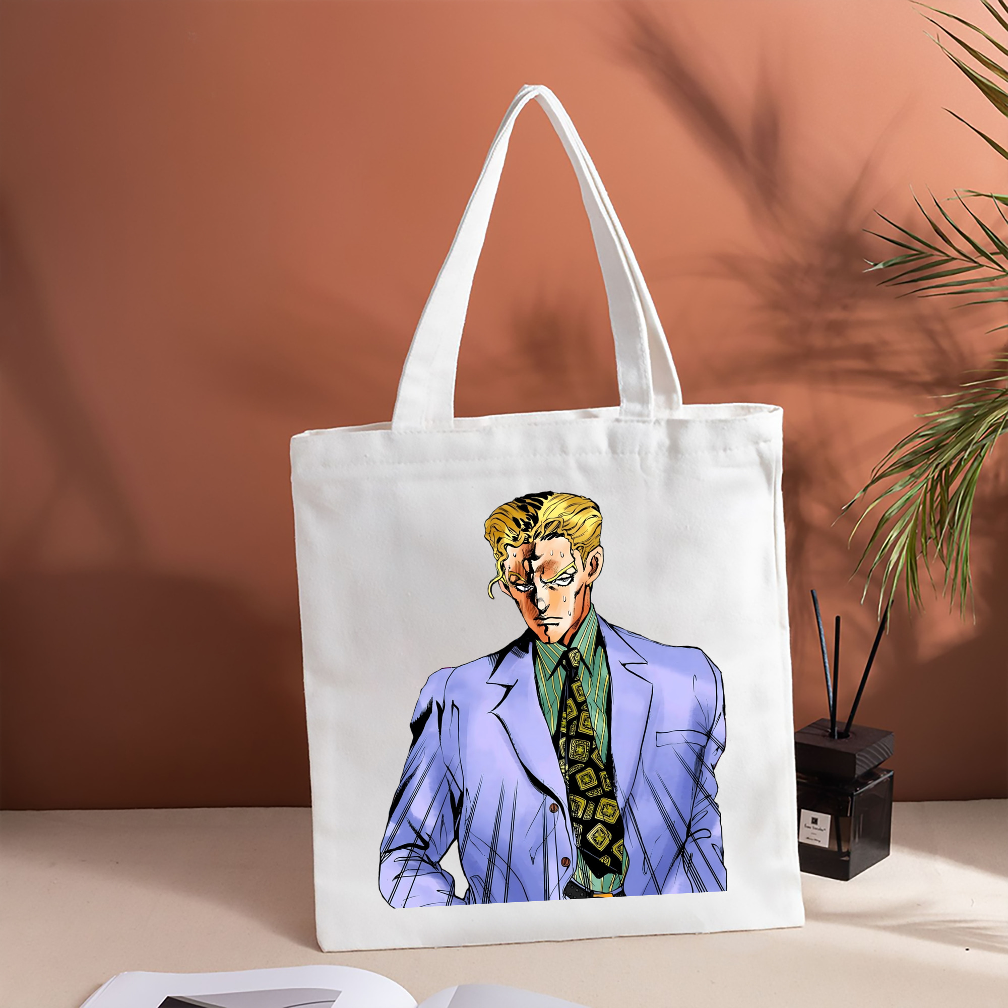 ジョジョの奇妙な冒険 きら よしかげ JoJo's Bizarre Adventure Kira Yoshikage 縦型キャンバス生地手提げバッグ　トートバッグ