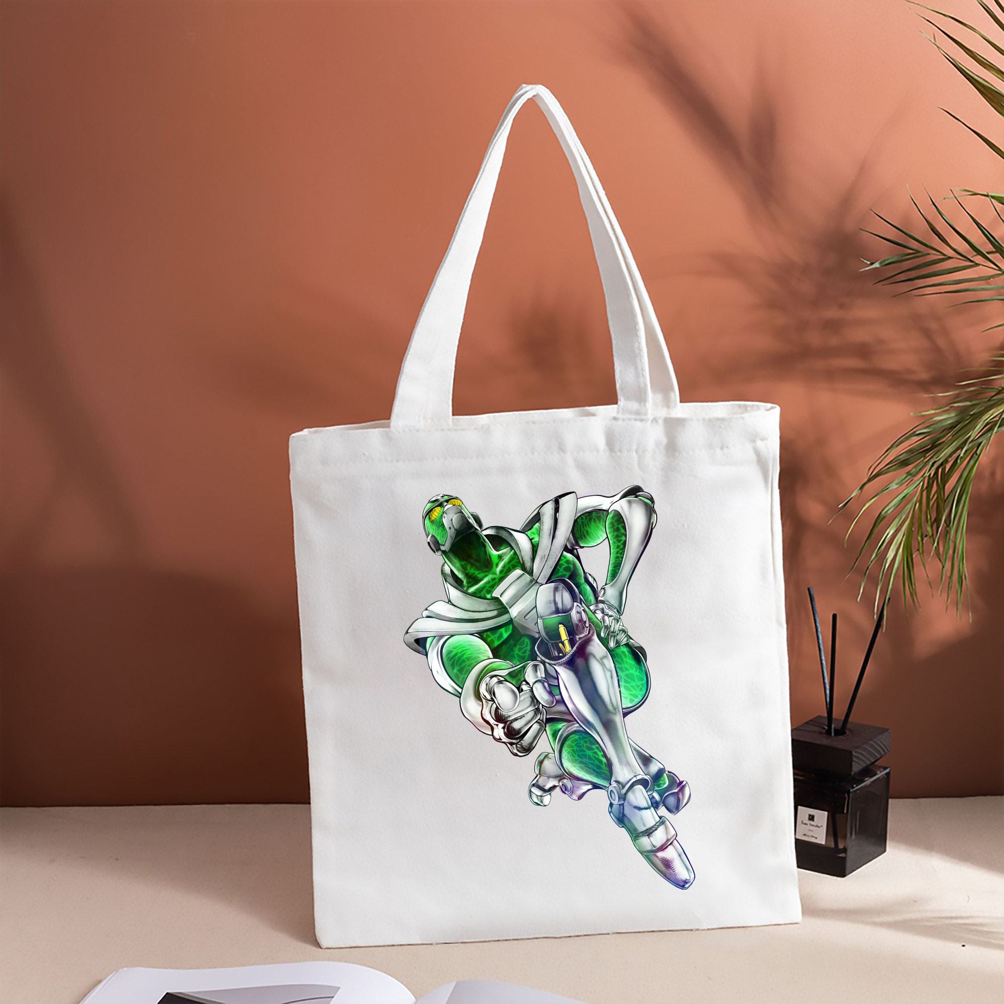 ジョジョの奇妙な冒険 花京院 典明（かきょういん のりあき） JoJo's Bizarre Adventure Kakyoin Noriaki 縦型キャンバス生地手提げバッグ　トートバッグ