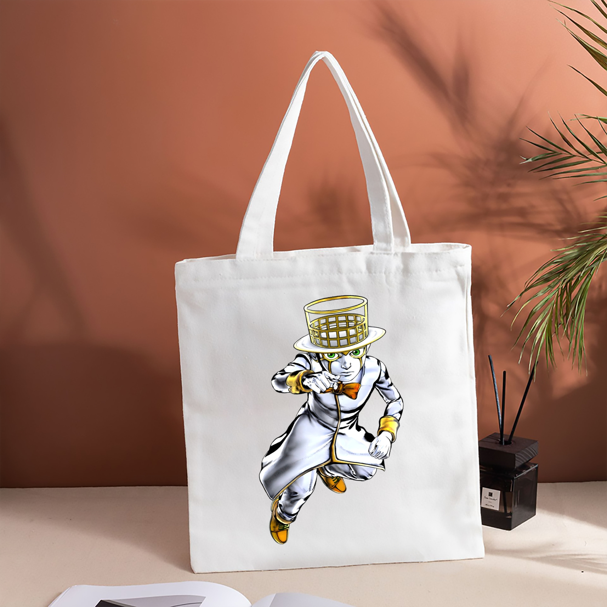 ジョジョの奇妙な冒険 岸辺 露伴（きしべ ろはん） JoJo's Bizarre Adventure Rohan Kishibe 縦型キャンバス生地手提げバッグ　トートバッグ