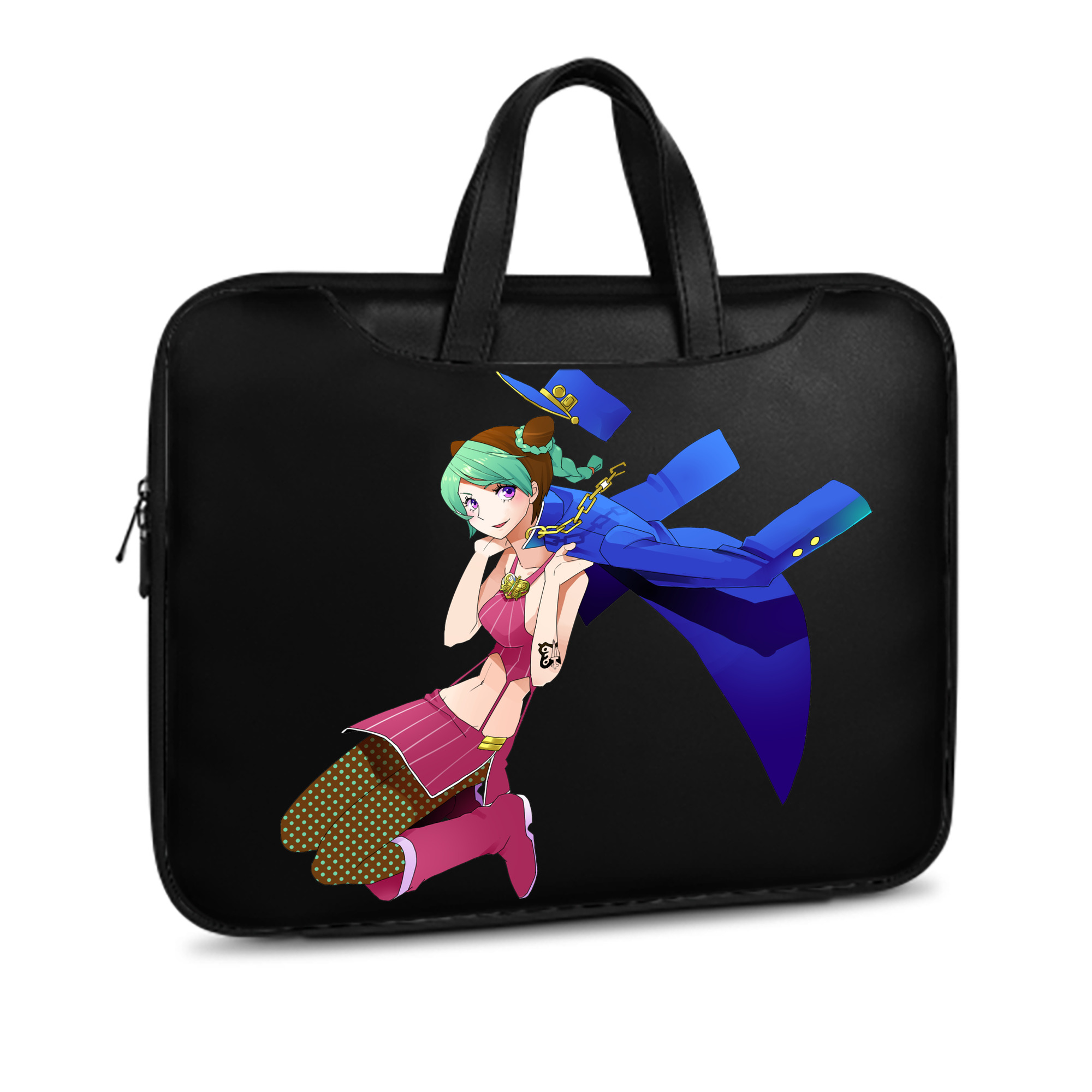 （画像用） "ジョジョの奇妙な冒険 くうじょう ジョリーン JoJo's Bizarre Adventure Jolyne Cujoh " レザーラップトップバッグ　ノートパソコンケース