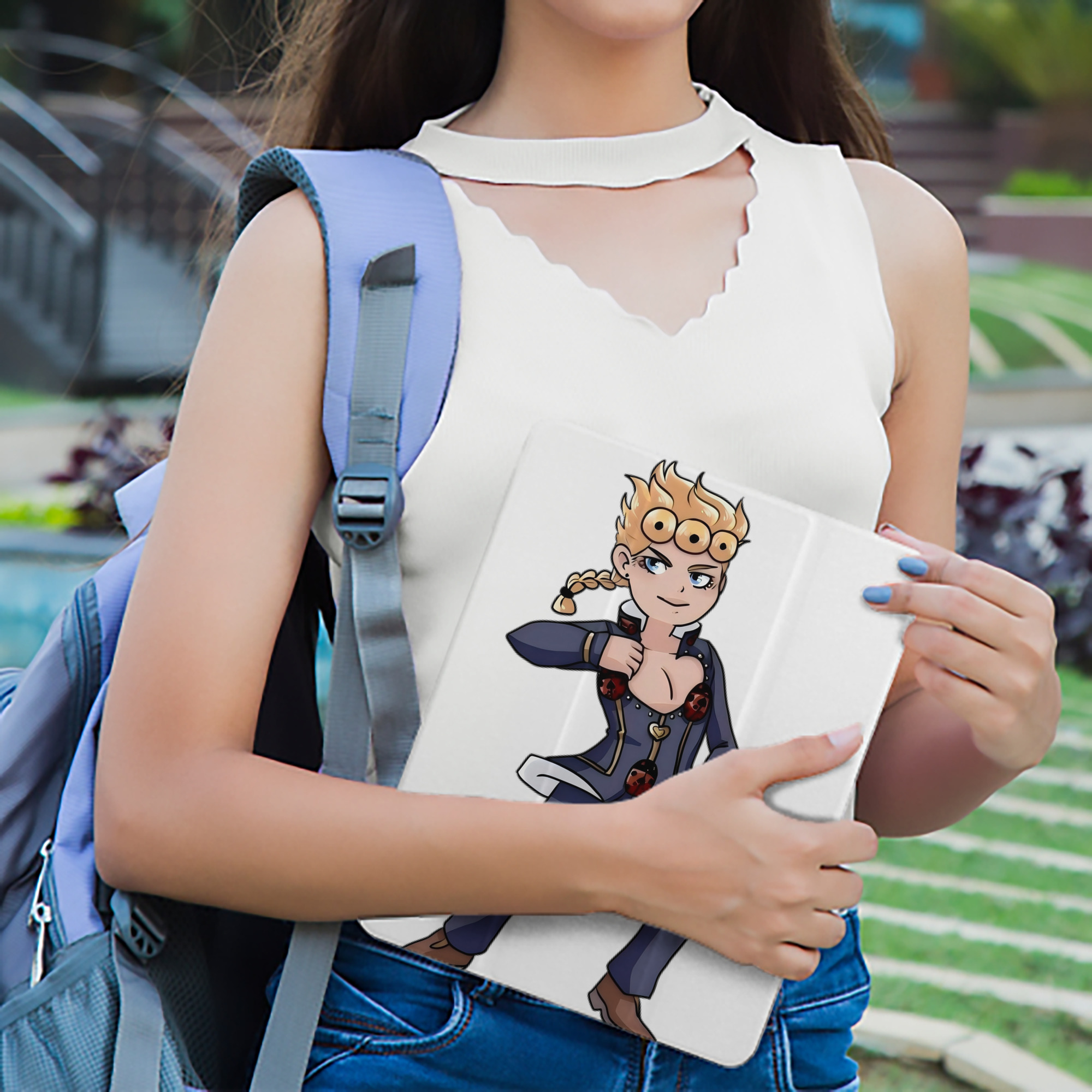 ジョジョの奇妙な冒険 ジョルノ?ジョバァーナ JoJo's Bizarre Adventure Giorno Giovanna IPad ケース ペン収納付き 三つ折りスタンド PUレザー×シリコン 対応機種9.5/10.5/10.9インチ