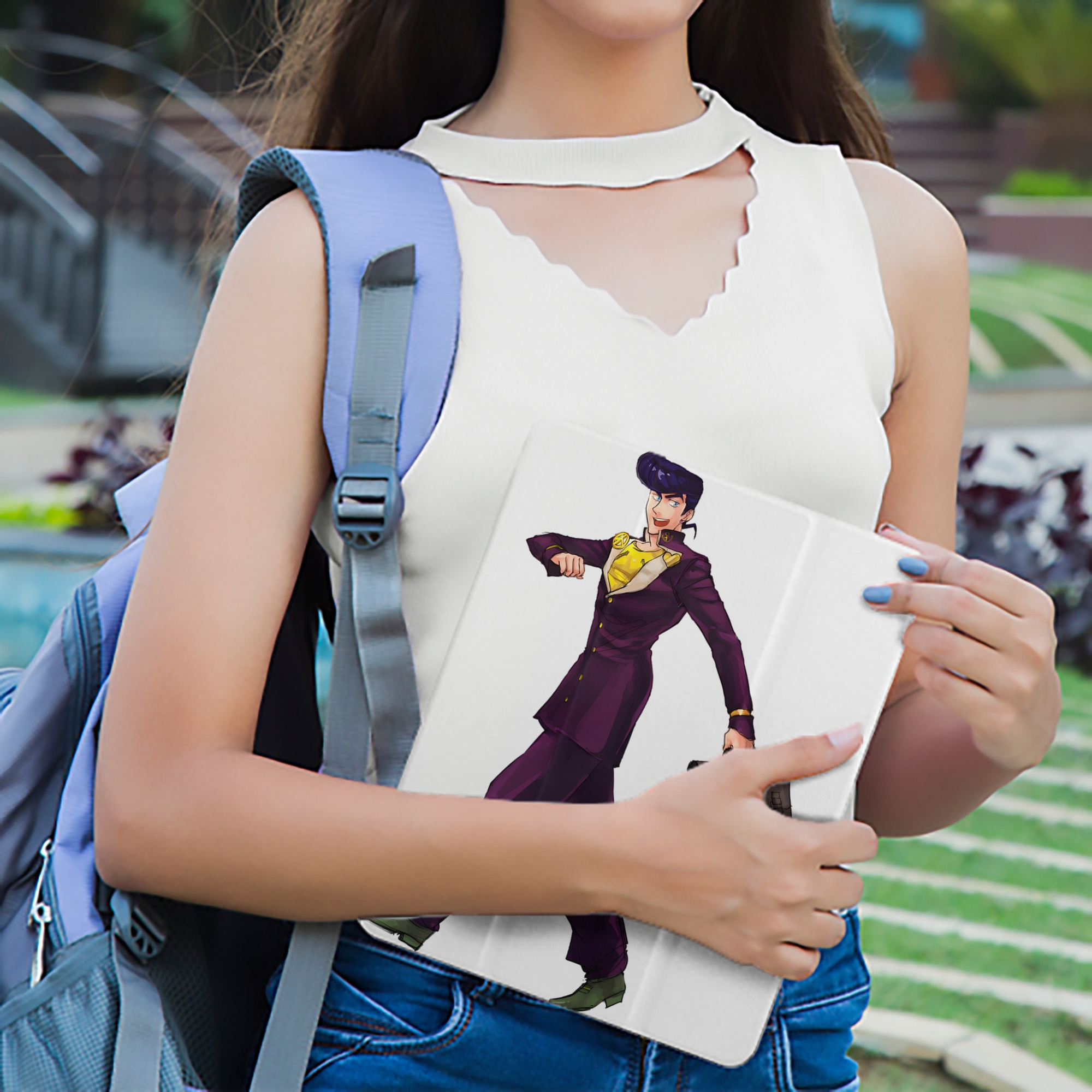 ジョジョの奇妙な冒険 ひがしかた じょうすけ JoJo's Bizarre Adventure Higashikata Josuke IPad ケース ペン収納付き 三つ折りスタンド PUレザー×シリコン 対応機種9.5/10.5/10.9インチ