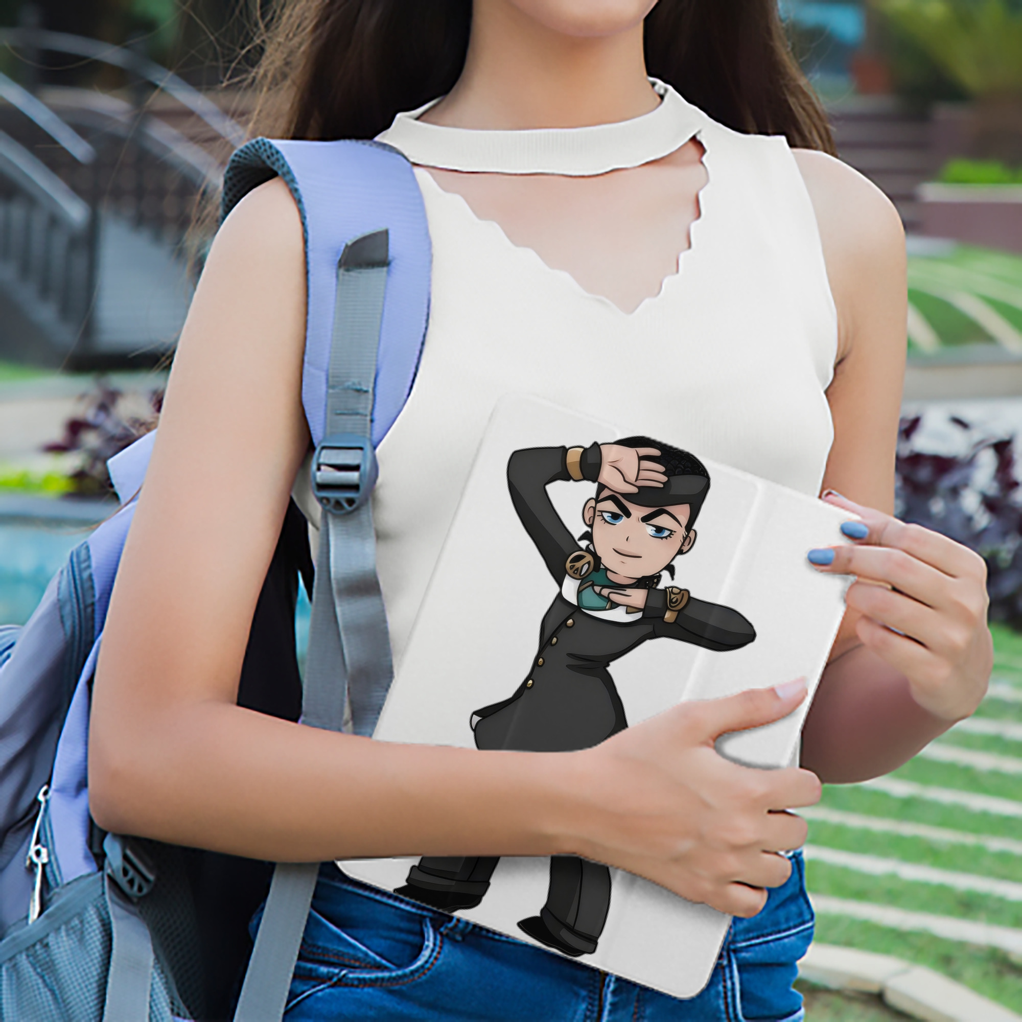 ジョジョの奇妙な冒険 ひがしかた じょうすけ JoJo's Bizarre Adventure Higashikata Josuke IPad ケース ペン収納付き 三つ折りスタンド PUレザー×シリコン 対応機種9.5/10.5/10.9インチ