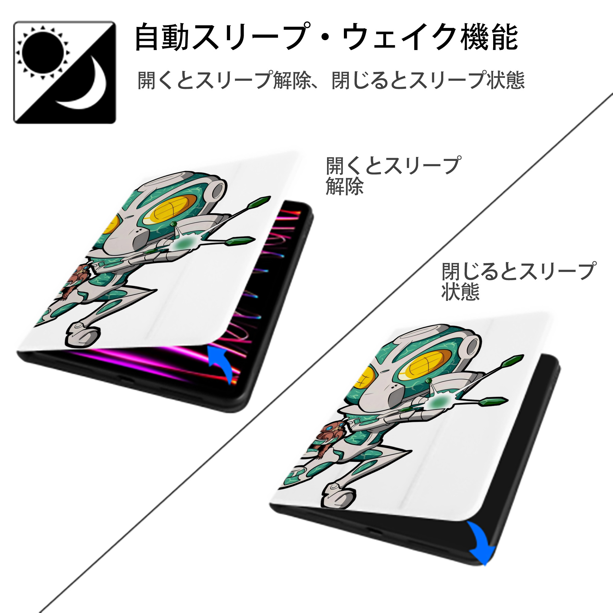 ジョジョの奇妙な冒険 花京院 典明（かきょういん のりあき） JoJo's Bizarre Adventure Kakyoin Noriaki IPad ケース ペン収納付き 三つ折りスタンド PUレザー×シリコン 対応機種9.5/10.5/10.9インチ