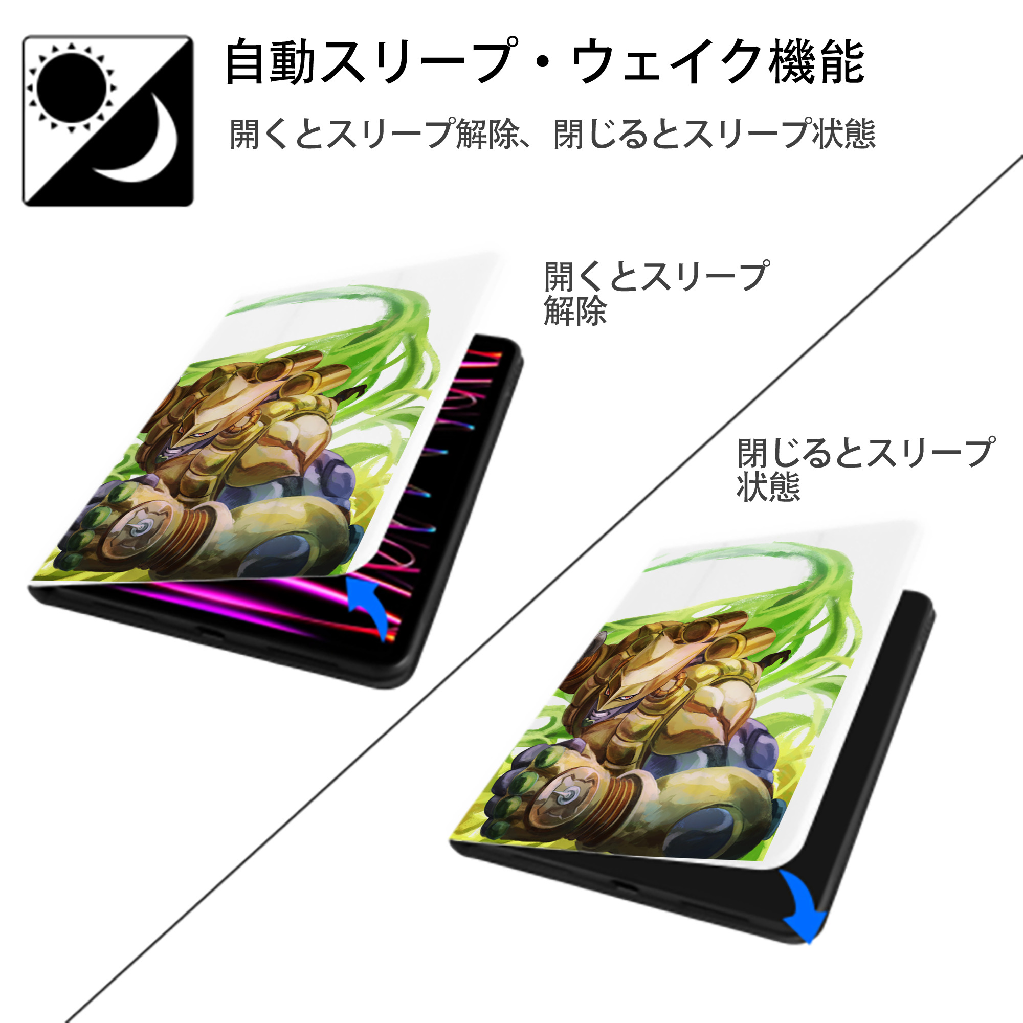 ジョジョの奇妙な冒険 ディオ?ブランドー JoJo's Bizarre Adventure Dio Brando IPad ケース ペン収納付き 三つ折りスタンド PUレザー×シリコン 対応機種9.5/10.5/10.9インチ