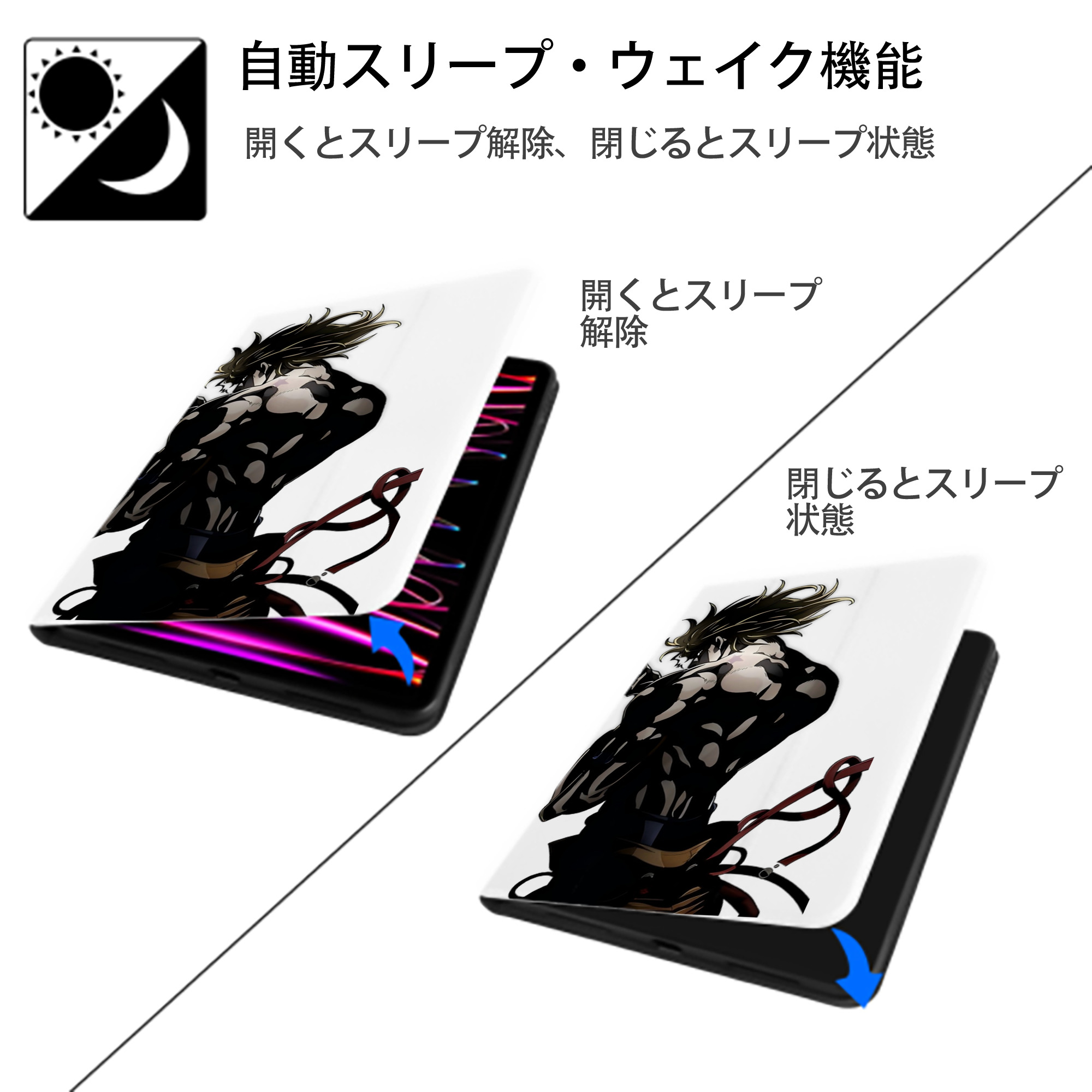 ジョジョの奇妙な冒険 ディオ?ブランドー JoJo's Bizarre Adventure Dio Brando IPad ケース ペン収納付き 三つ折りスタンド PUレザー×シリコン 対応機種9.5/10.5/10.9インチ