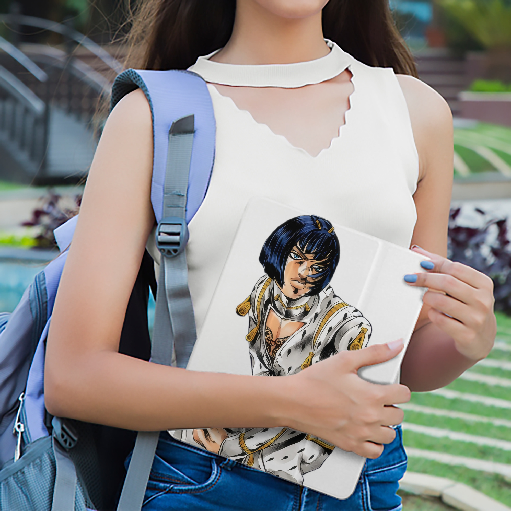 ジョジョの奇妙な冒険 ブローノ?ブチャラティ JoJo's Bizarre Adventure Bruno Bucciarati IPad ケース ペン収納付き 三つ折りスタンド PUレザー×シリコン 対応機種9.5/10.5/10.9インチ