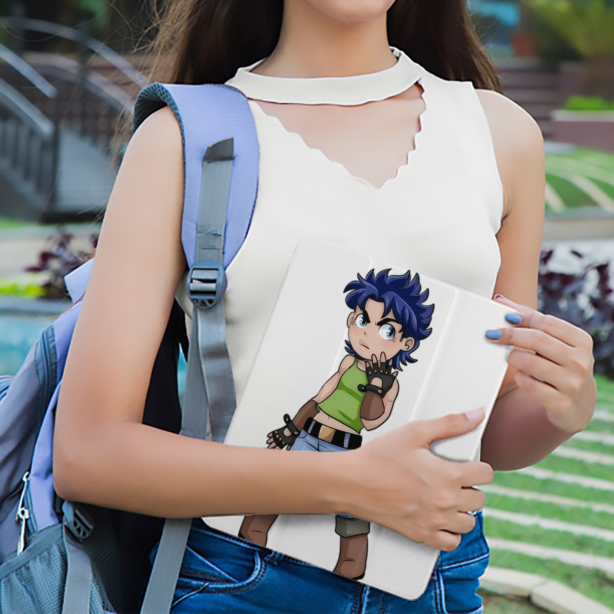 ジョジョの奇妙な冒険 広瀨康一 JoJo's Bizarre Adventure Hirose Koichi IPad ケース ペン収納付き 三つ折りスタンド PUレザー×シリコン 対応機種9.5/10.5/10.9インチ