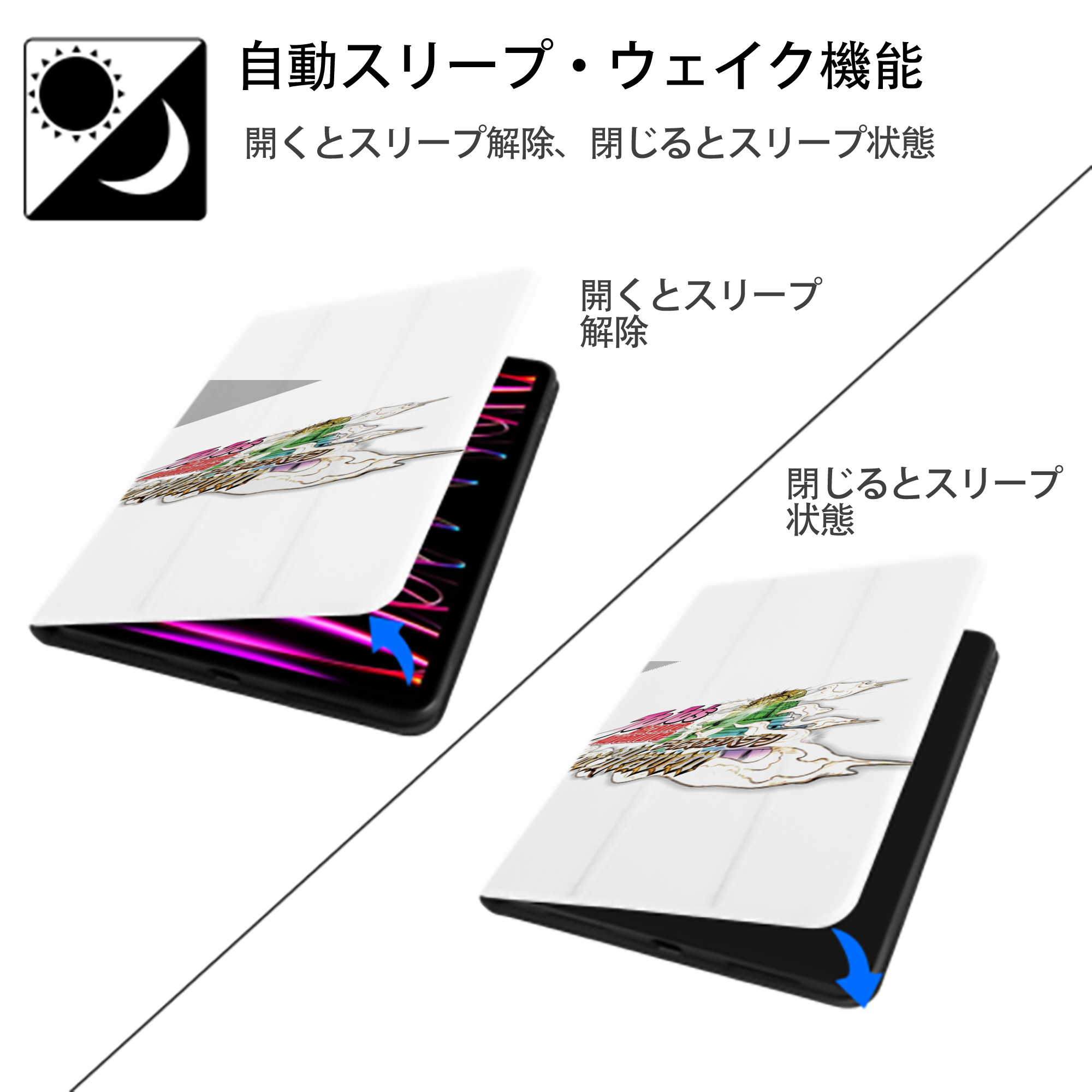 ジョジョの奇妙な冒険 JoJo's Bizarre Adventure IPad ケース ペン収納付き 三つ折りスタンド PUレザー×シリコン 対応機種9.5/10.5/10.9インチ
