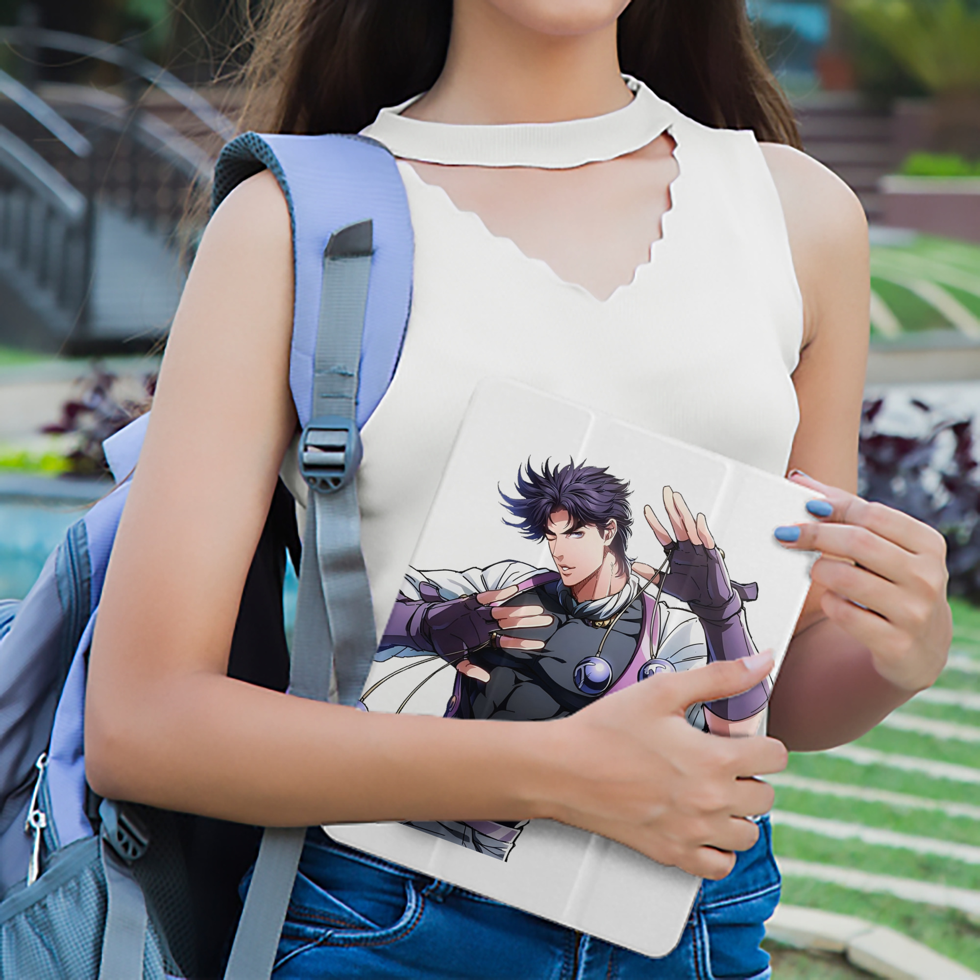 ジョジョの奇妙な冒険 JoJo's Bizarre Adventure IPad ケース ペン収納付き 三つ折りスタンド PUレザー×シリコン 対応機種9.5/10.5/10.9インチ