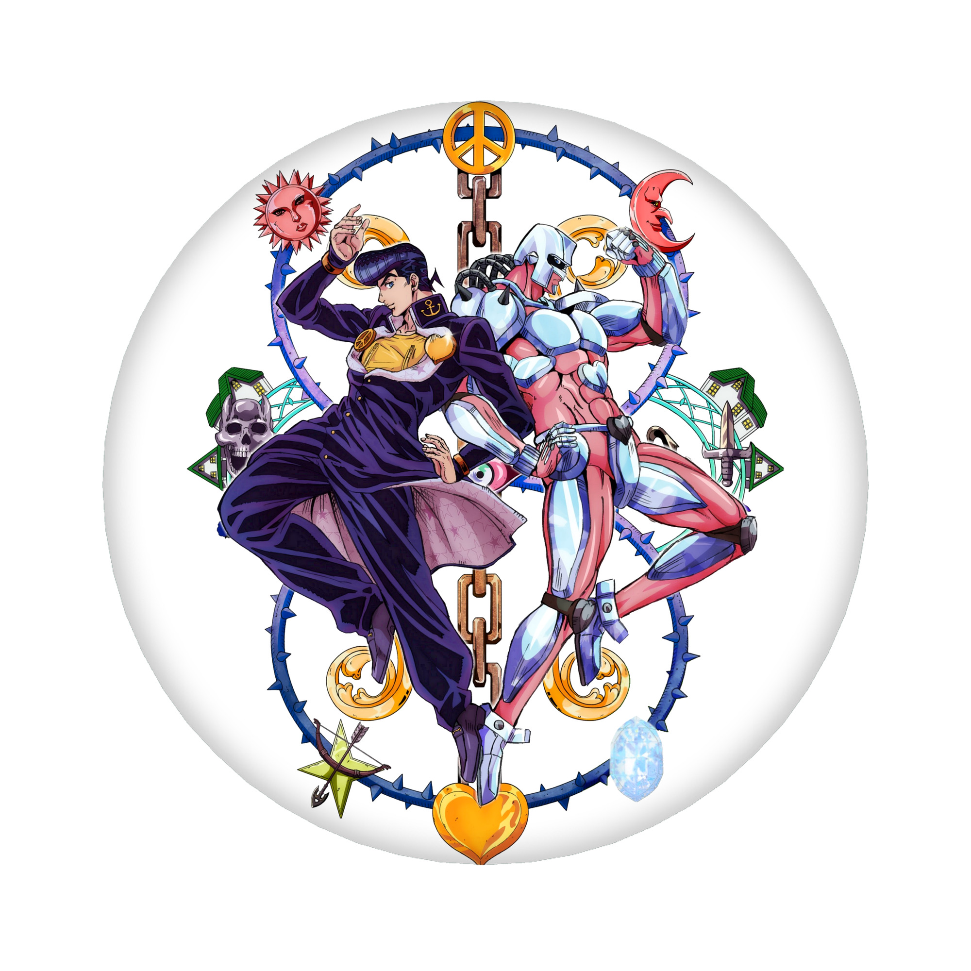 （画像用） ジョジョの奇妙な冒険 ひがしかた じょうすけ JoJo's Bizarre Adventure Higashikata Josuke 6cm 缶バッジ 複数セット