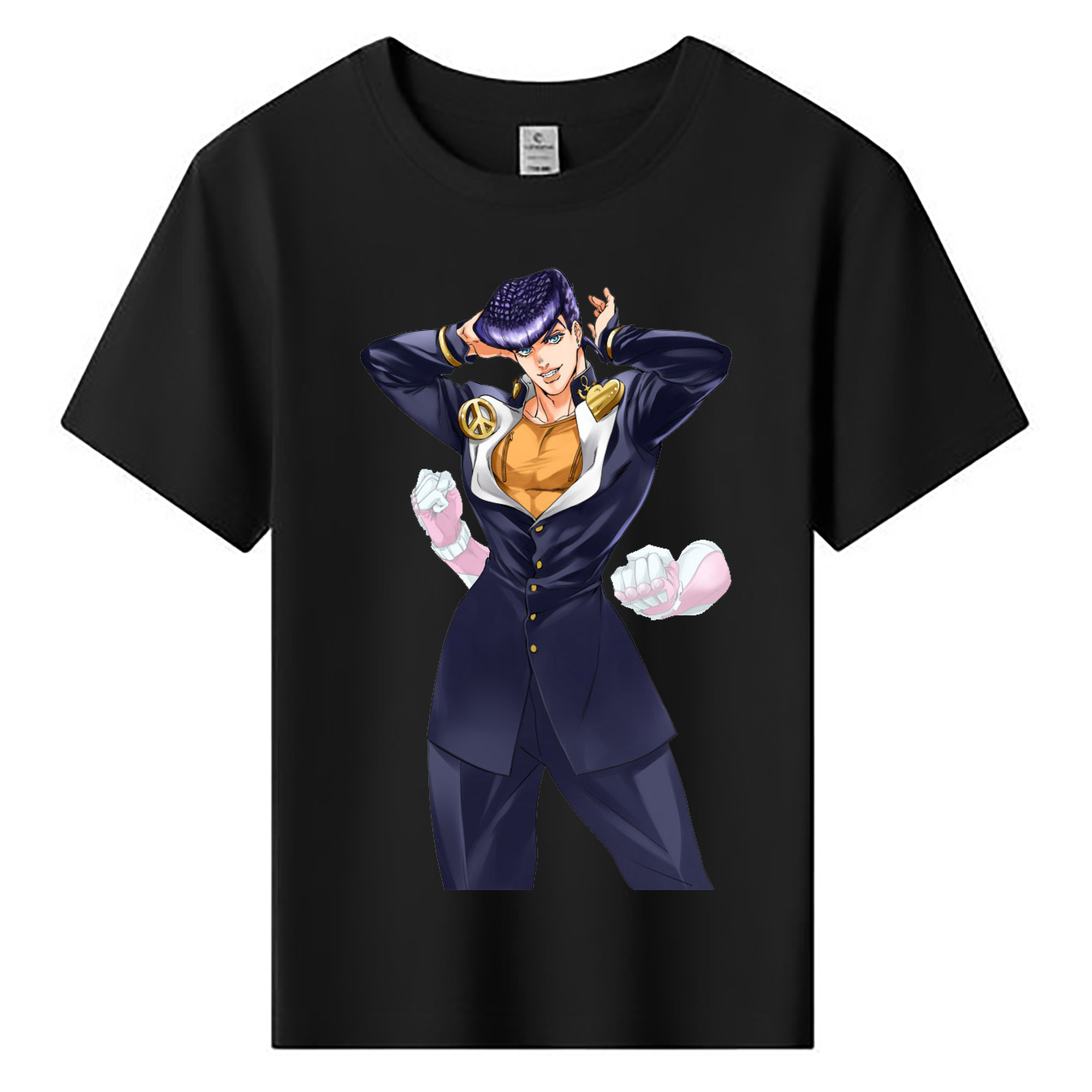 （画像用） ジョジョの奇妙な冒険 ひがしかた じょうすけ JoJo's Bizarre Adventure Higashikata Josuke 綿100％キッズTシャツ（フロントプリント）