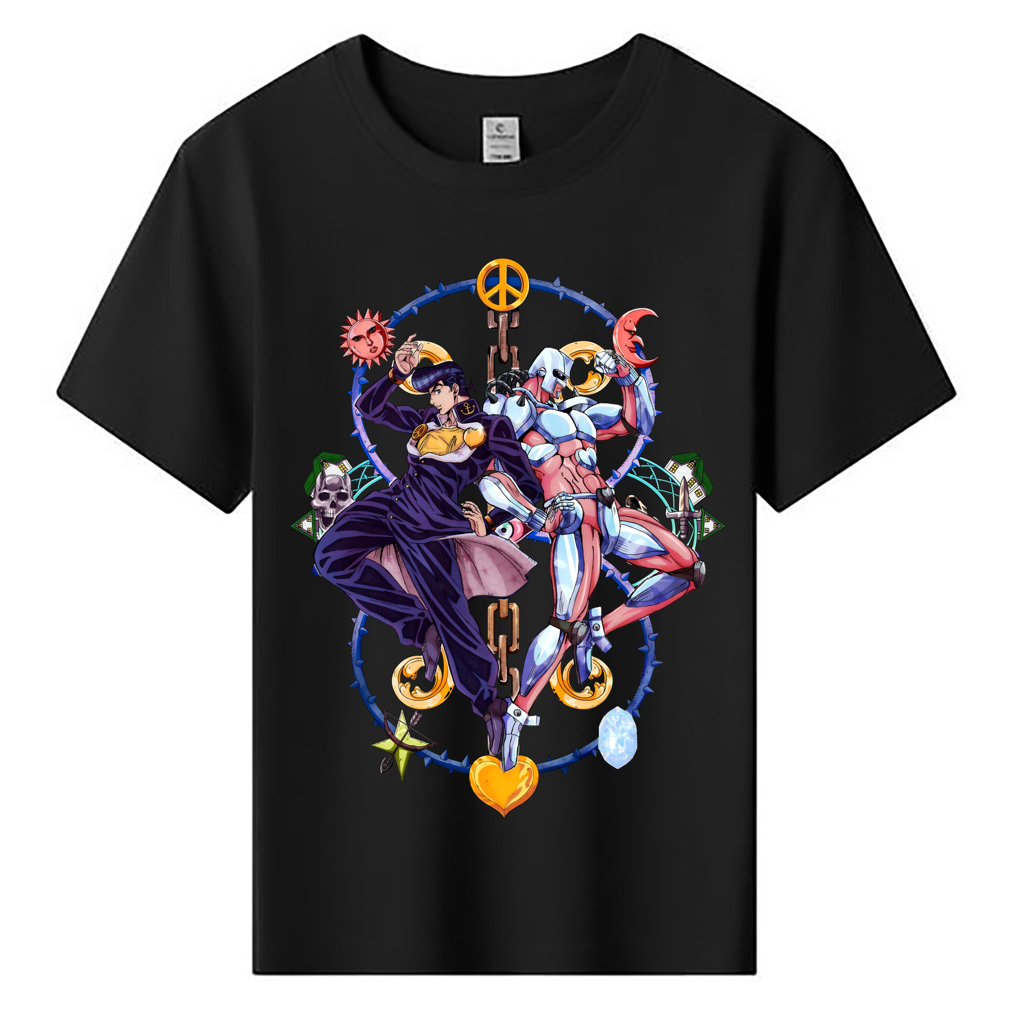 （画像用） ジョジョの奇妙な冒険 ひがしかた じょうすけ JoJo's Bizarre Adventure Higashikata Josuke 綿100％キッズTシャツ（フロントプリント）