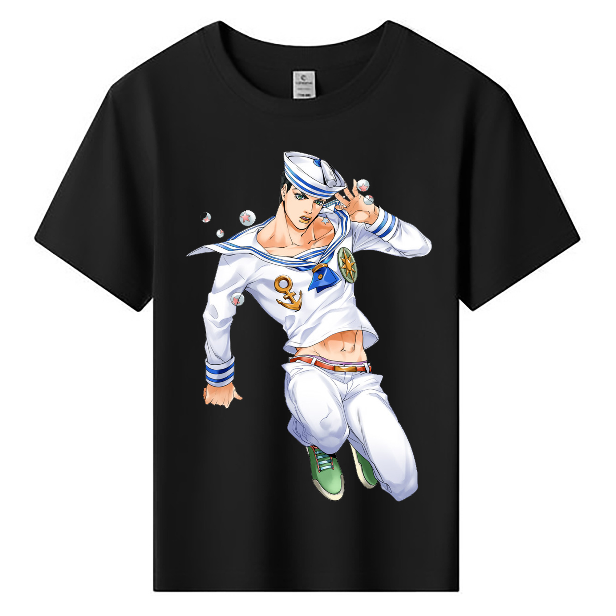 （画像用） ジョジョの奇妙な冒険 東方定助 JoJo's Bizarre Adventure Higashikata Josuke 綿100％キッズTシャツ（フロントプリント）