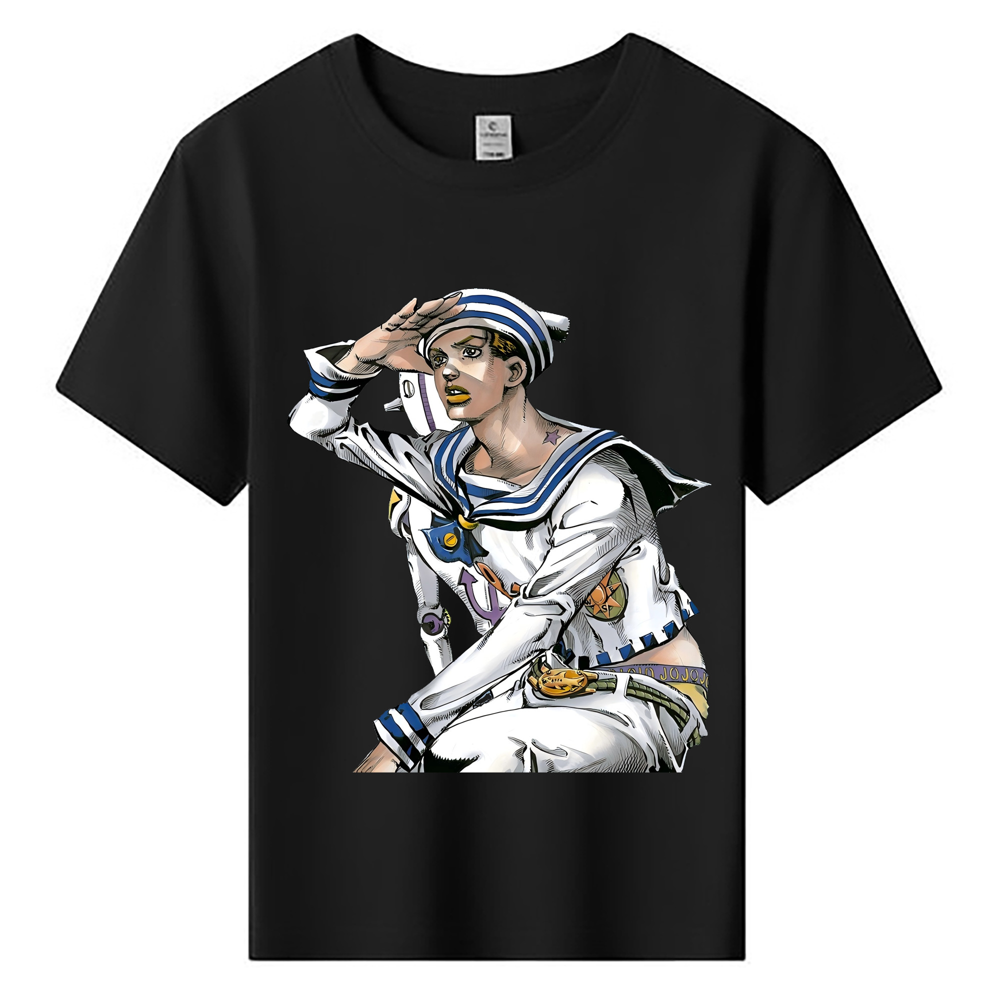 （画像用） ジョジョの奇妙な冒険 東方定助 JoJo's Bizarre Adventure Higashikata Josuke 綿100％キッズTシャツ（フロントプリント）