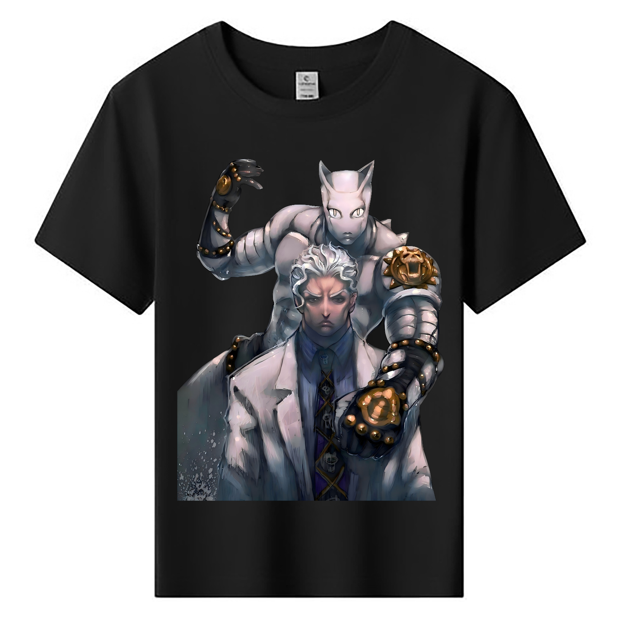 （画像用） ジョジョの奇妙な冒険 きら よしかげ JoJo's Bizarre Adventure Kira Yoshikage 綿100％キッズTシャツ（フロントプリント）