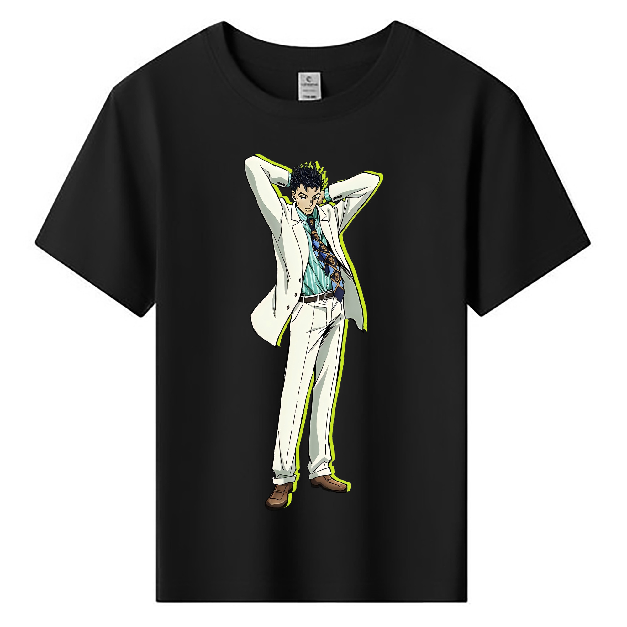 （画像用） ジョジョの奇妙な冒険 きら よしかげ JoJo's Bizarre Adventure Kira Yoshikage 綿100％キッズTシャツ（フロントプリント）