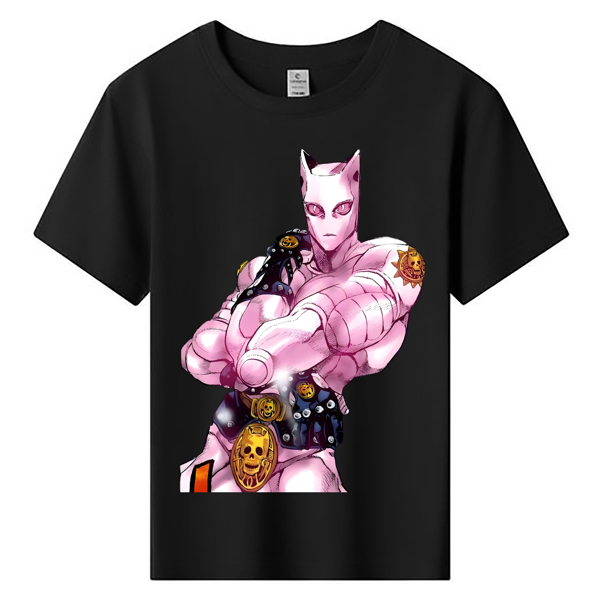 （画像用） ジョジョの奇妙な冒険 きら よしかげ JoJo's Bizarre Adventure Kira Yoshikage 綿100％キッズTシャツ（フロントプリント）